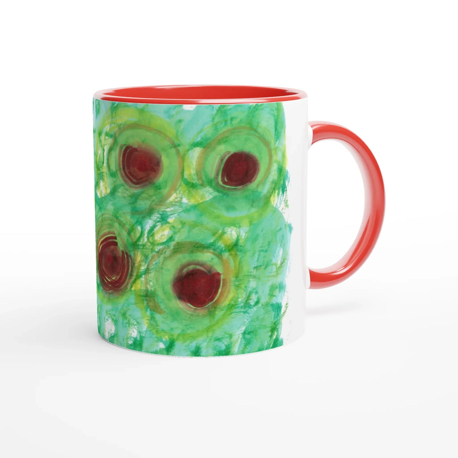 Mug 11oz - 325 ml - Ceramic Mug with Color Inside Green Echo - Laure Leprince - Artiste Peintre