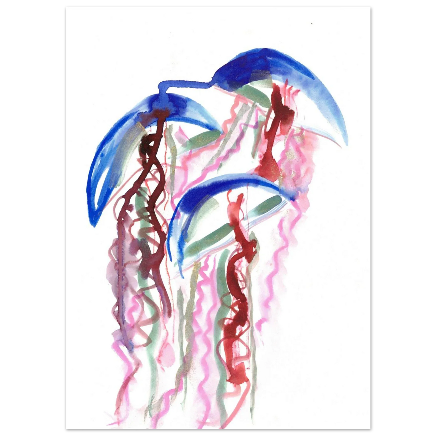 Abstract Jellyfish Dance Premium Matte Paper Poster - Dynamic Watercolor Art - Laure Leprince - Artiste Peintre
