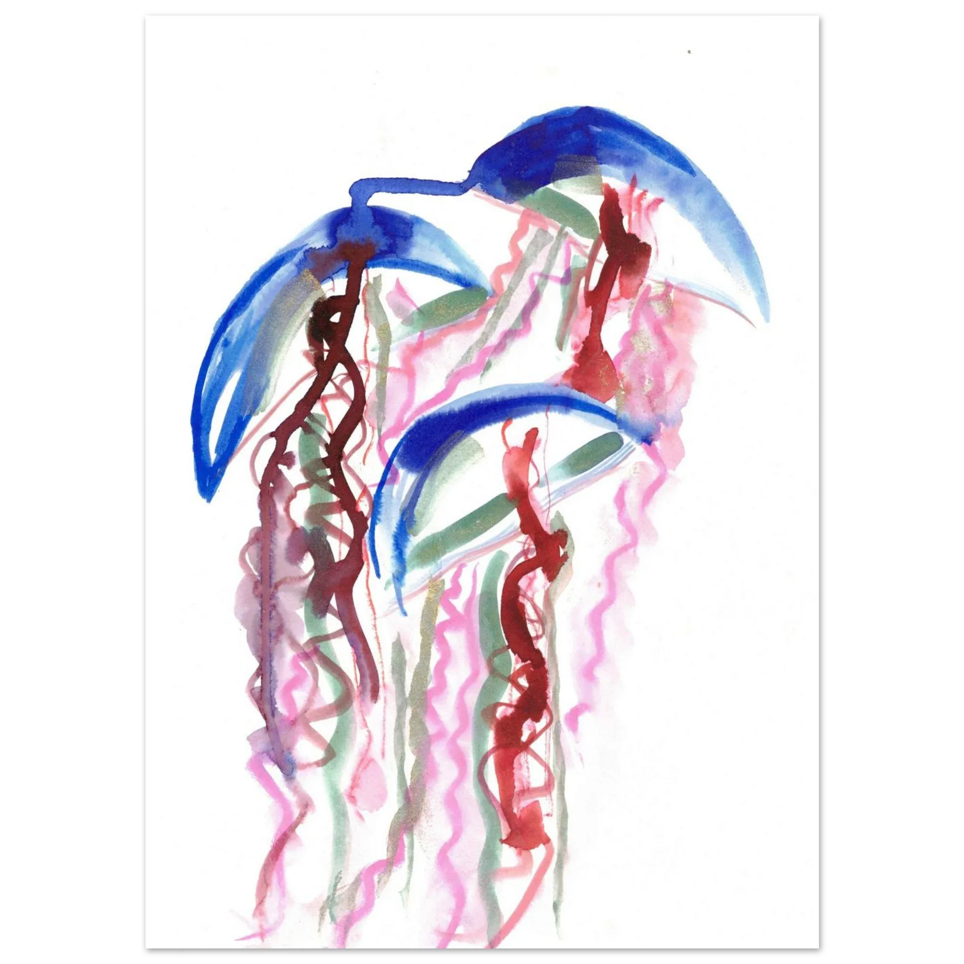 Abstract Jellyfish Dance Premium Matte Paper Poster - Dynamic Watercolor Art - Laure Leprince - Artiste Peintre