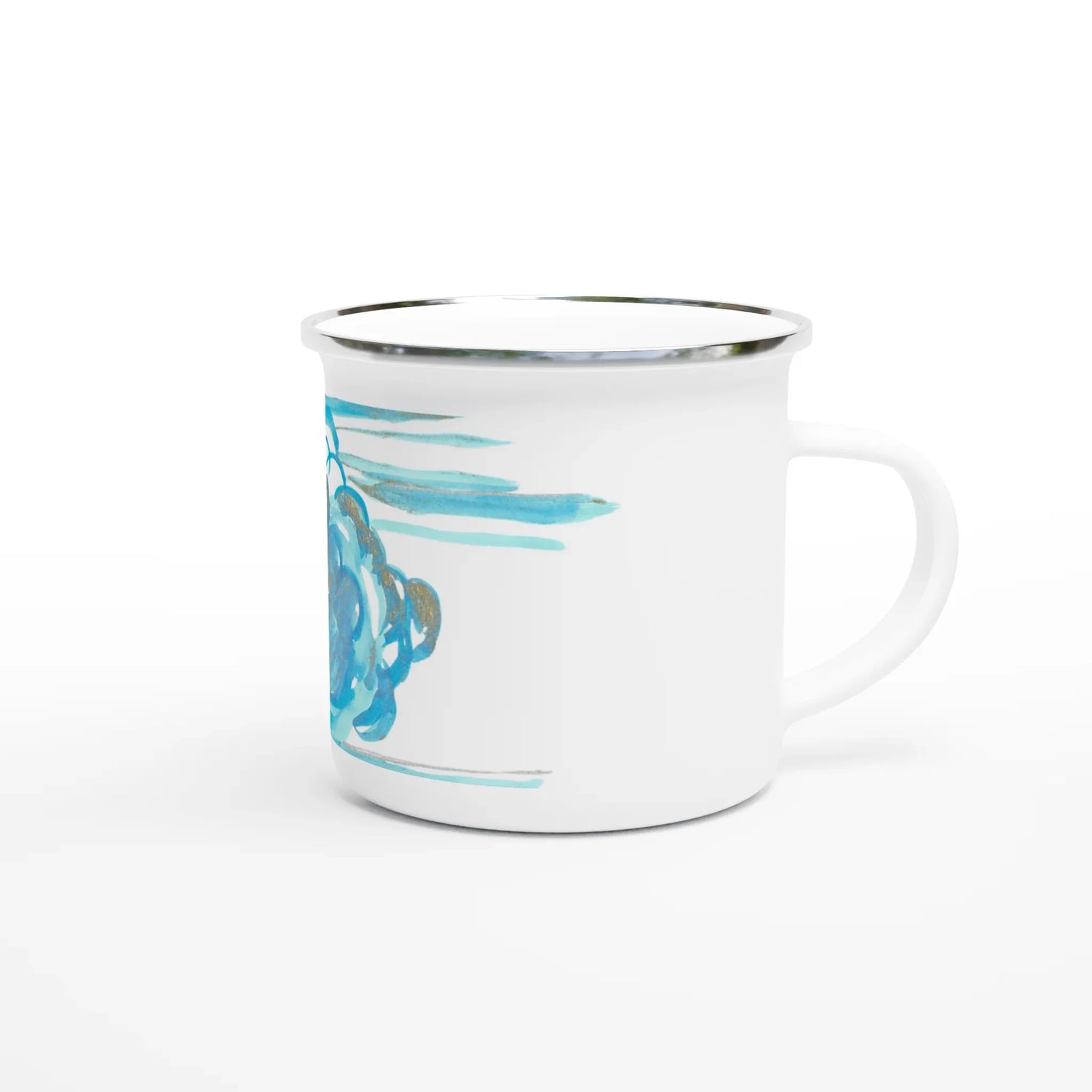 Mug en émail blanc 35 cl Ocean Bloom – Léger, vintage et résistant - Laure Leprince - Artiste Peintre