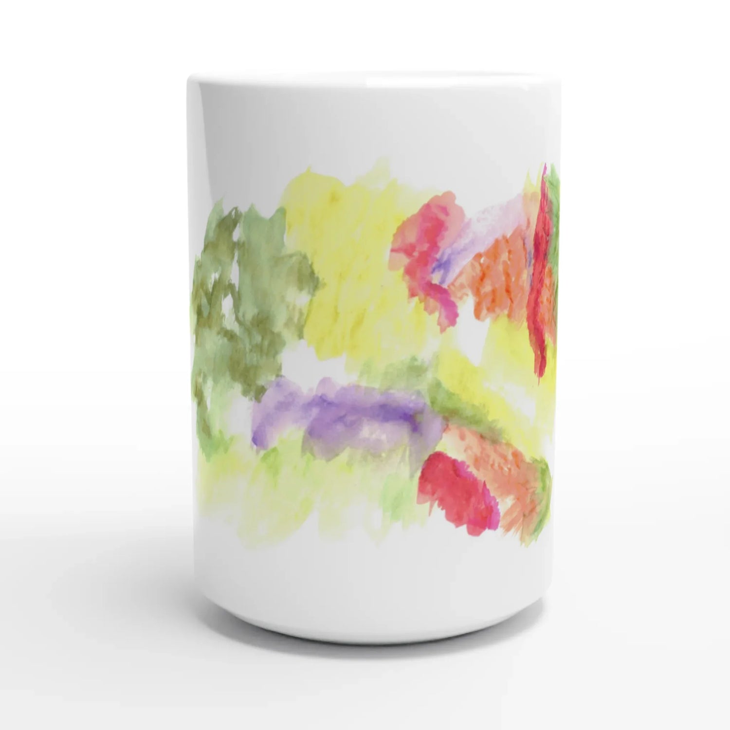 Mug en céramique blanche 44 cl Eclosion Chromatique – Grand format, design et qualité durable - Laure Leprince - Artiste Peintre