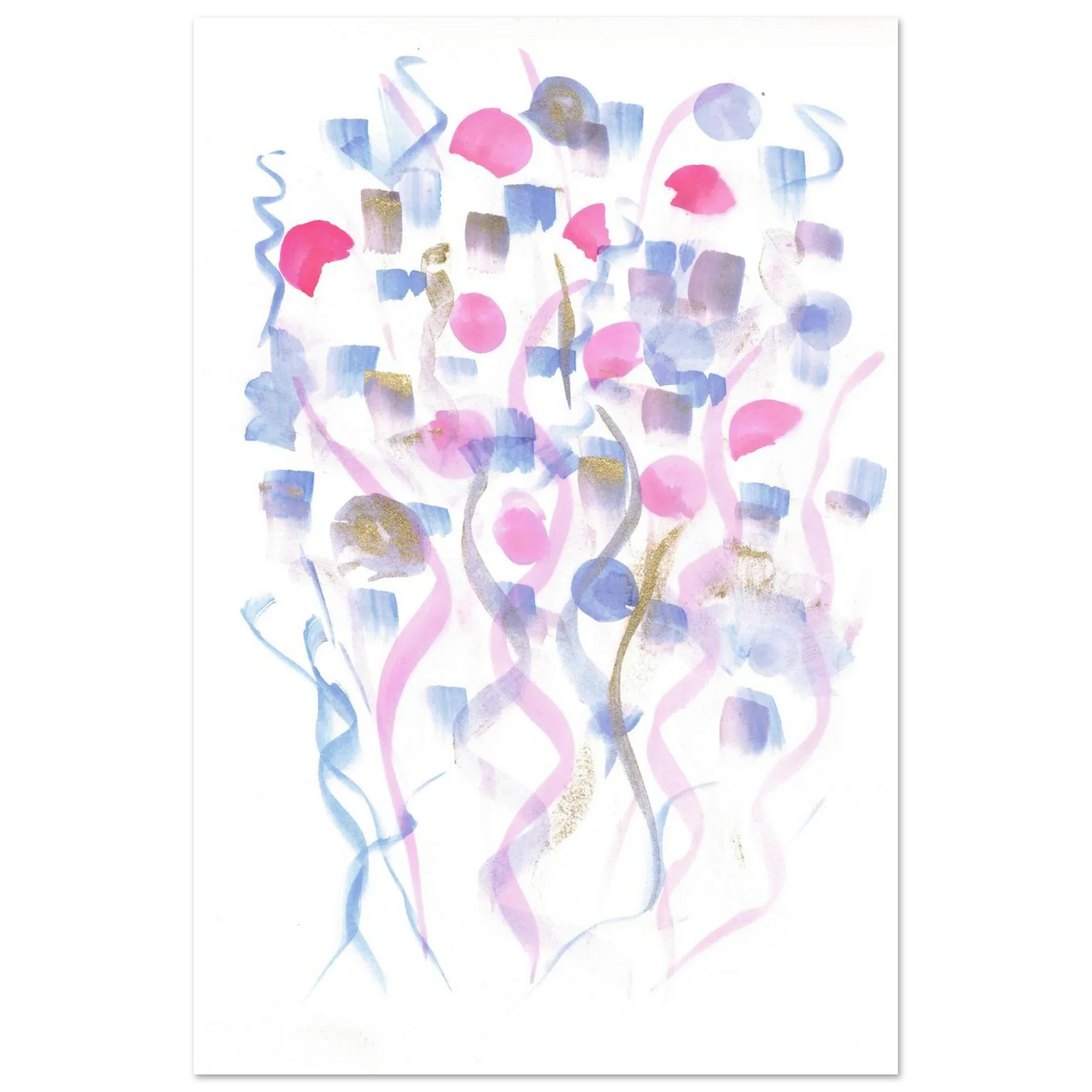 Abstract Watercolor Dreamscape Poster - Pastel Hues & Gold Flecks RDJ3-1 - Laure Leprince - Artiste Peintre