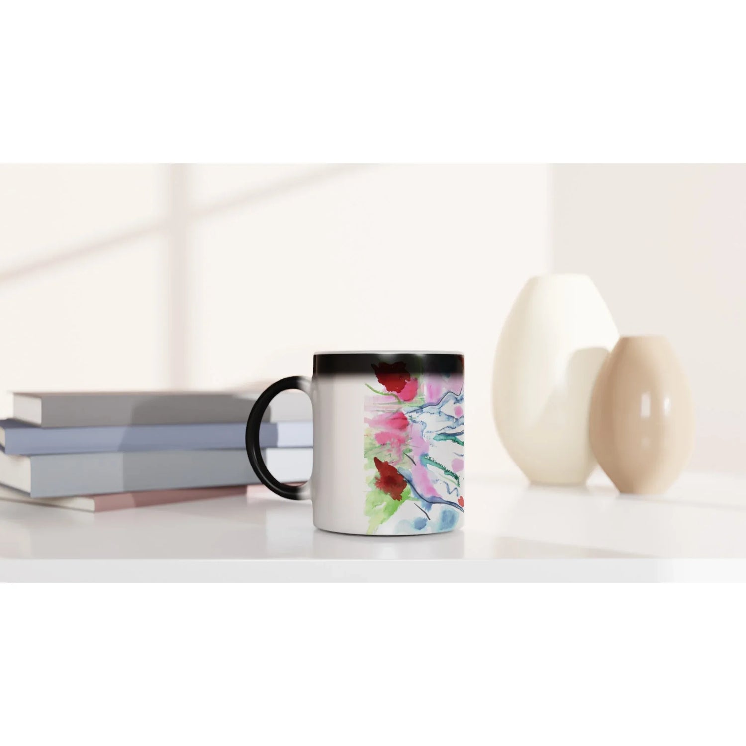 Mug magique en céramique 325 ml Floral– Révèlez votre motif à la chaleur - Laure Leprince - Artiste Peintre