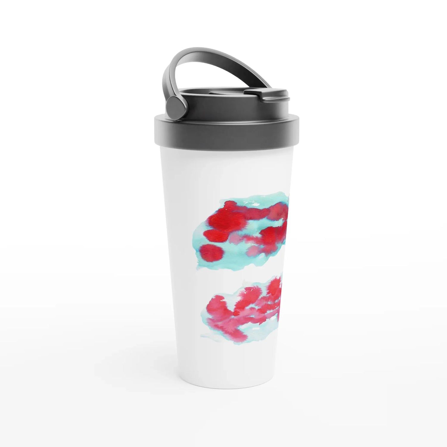 Mug de voyage blanc en acier inoxydable – 44 cl Brumes Carmin Élégant, pratique et isotherme - Laure Leprince - Artiste Peintre