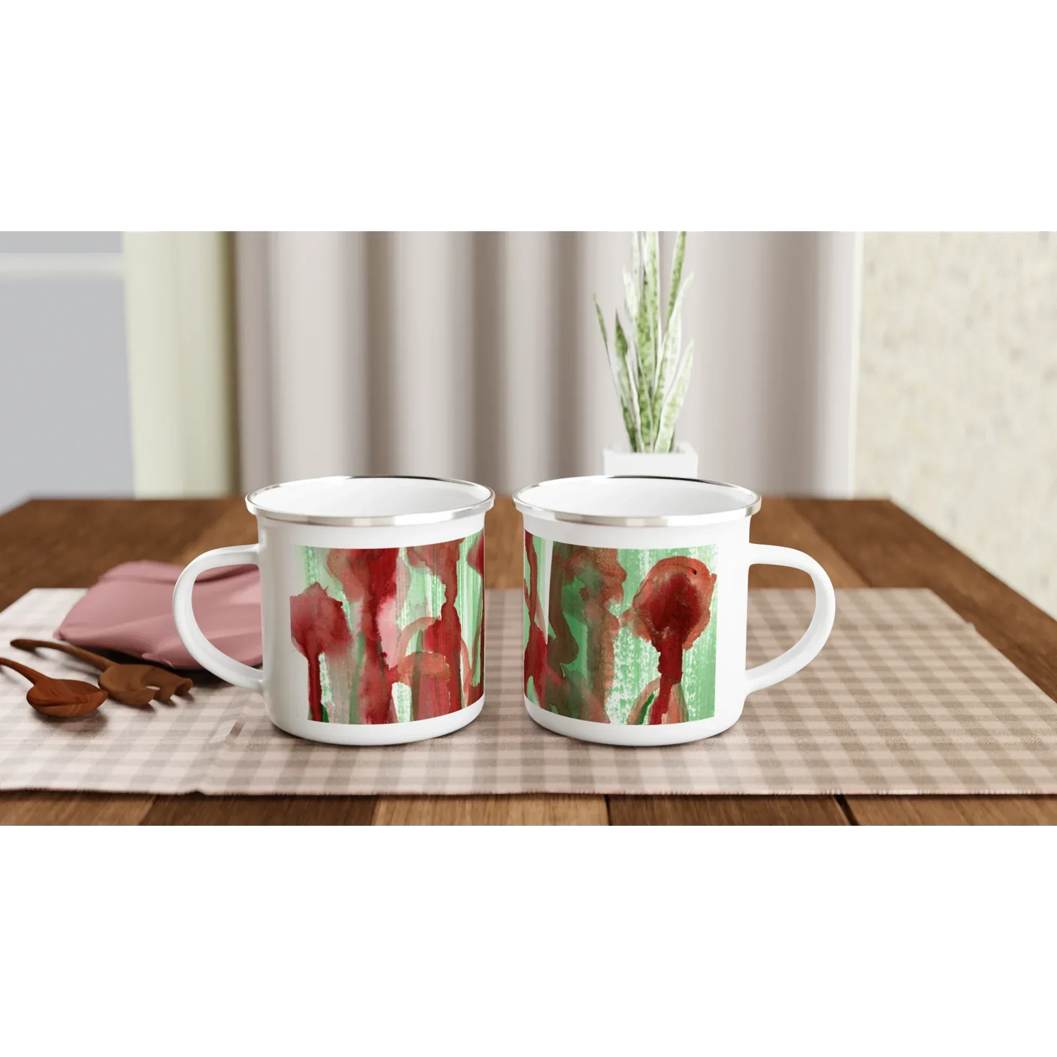 Mug en émail blanc 35 cl City Forest Choir– Léger, vintage et résistant - Laure Leprince - Artiste Peintre