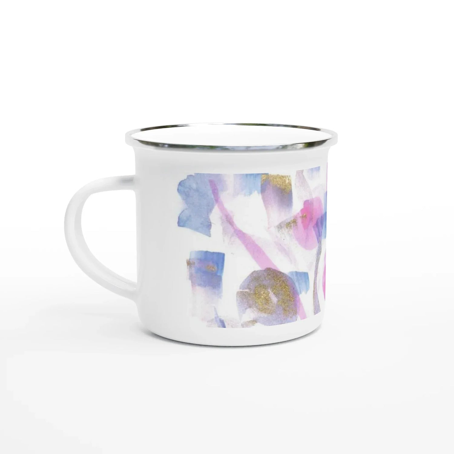 Mug en émail blanc 35 cl City Petal Drift – Léger, vintage et résistant - Laure Leprince - Artiste Peintre