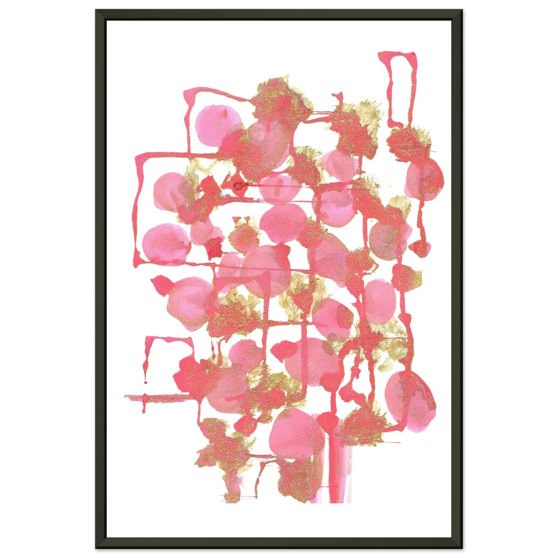 Classic Semi-Glossy Paper Metal Framed Poster Reseau Framboise - Laure Leprince - Artiste Peintre