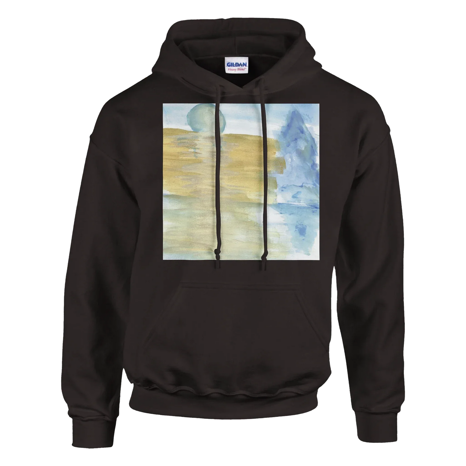 Sweat à capuche unisexe artistique Blue Horizon Gildan® 18500 White - Laure Leprince - Artiste Peintre