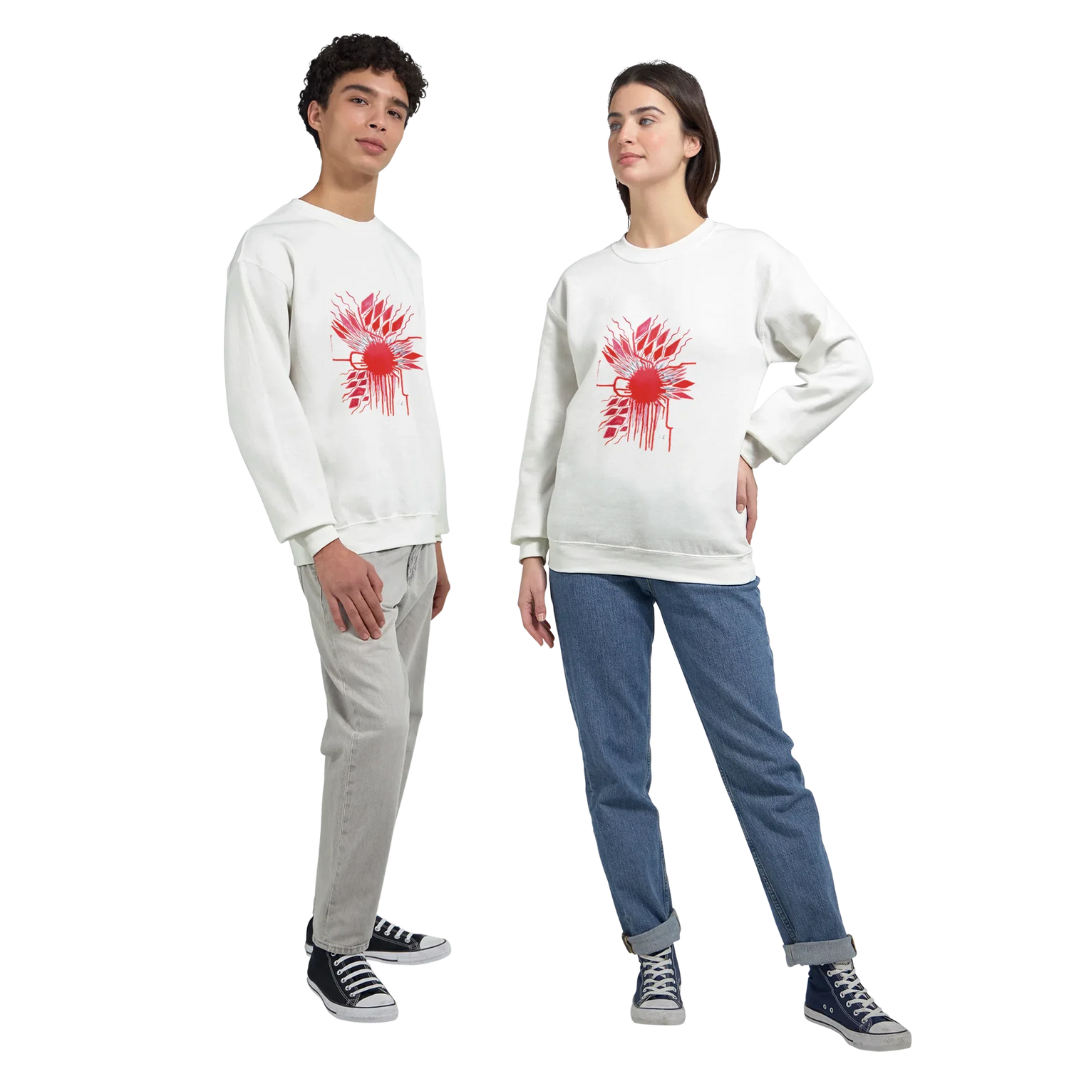 Sweatshirt Unisexe Classique Red– Impression Artistique Multicolore - Laure Leprince - Artiste Peintre
