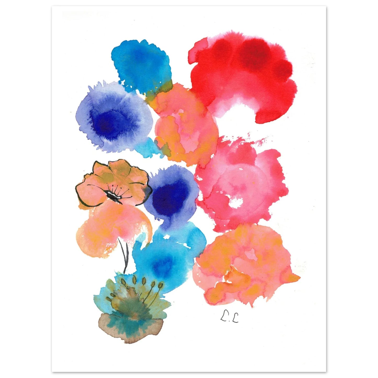 Affiche premium sur papier mat Floraison pop– Art mural de qualité supérieure - Laure Leprince - Artiste Peintre