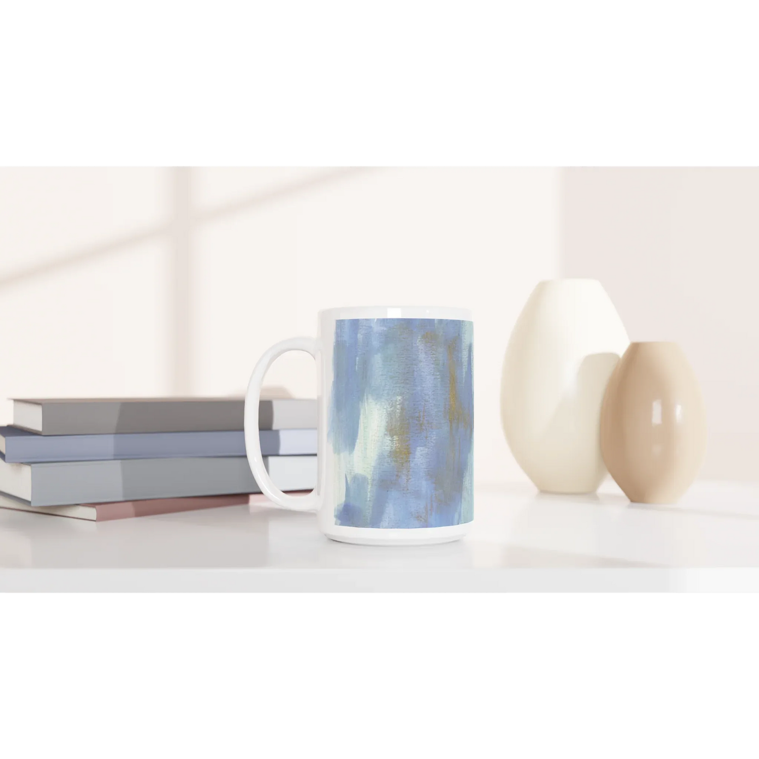Mug en céramique blanche 44 Silent Water– Grand format, design et qualité durable - Laure Leprince - Artiste Peintre