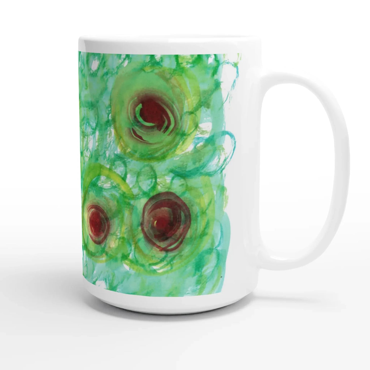 Mug en céramique blanche 44 cl Green Echo – Grand format, design et qualité durable - Laure Leprince - Artiste Peintre
