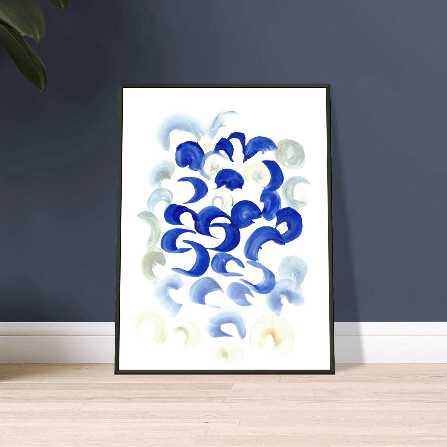 Classic Semi-Glossy Paper Metal Framed Poster Blue Swirls - Laure Leprince - Artiste Peintre