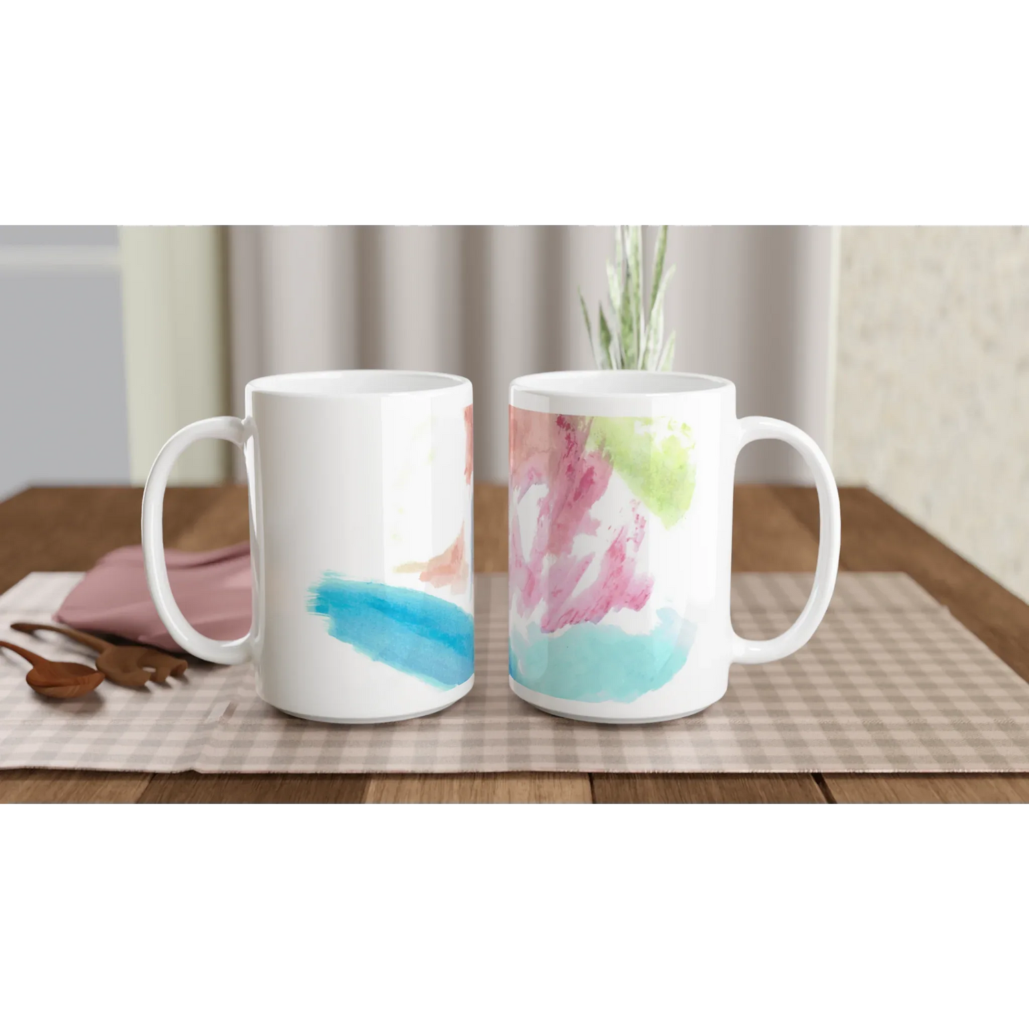 Mug en céramique blanche 44 cl Aurore Pastel – Grand format, design et qualité durable - Laure Leprince - Artiste Peintre