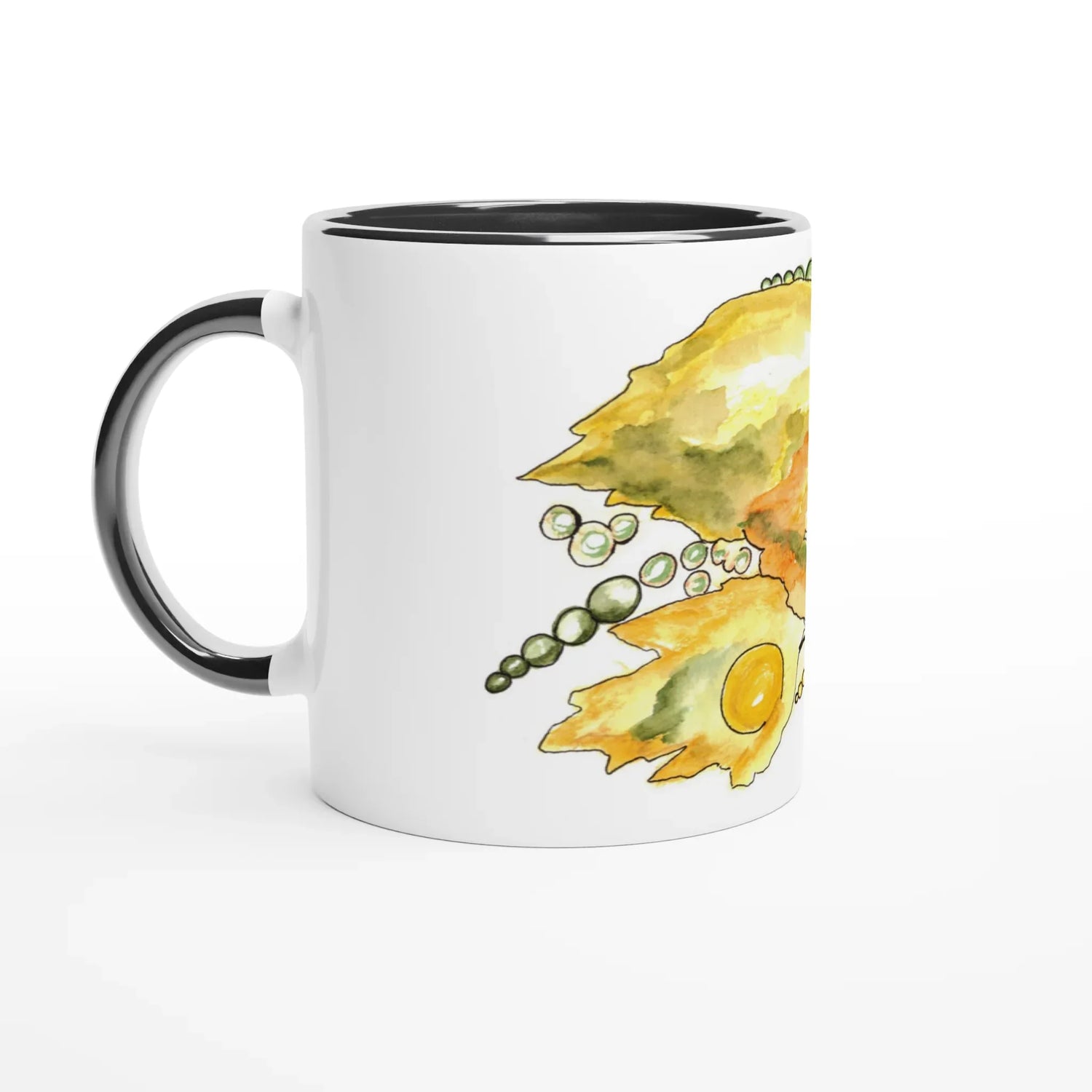 Mug en céramique 325 ml à bord colore Feuillaison – Élégant et éclatant - Laure Leprince - Artiste Peintre