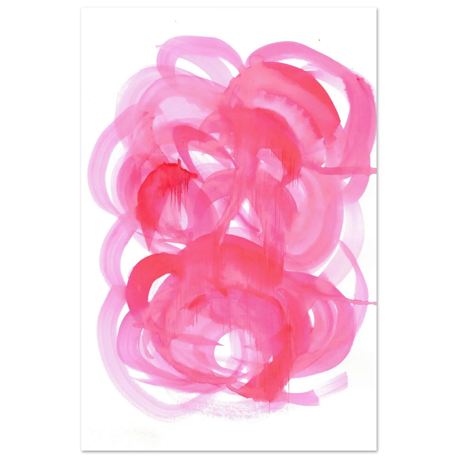 Abstract Pink Swirls Watercolor Poster - Vibrant Modern Art Print on Premium Matte Paper - Laure Leprince - Artiste Peintre