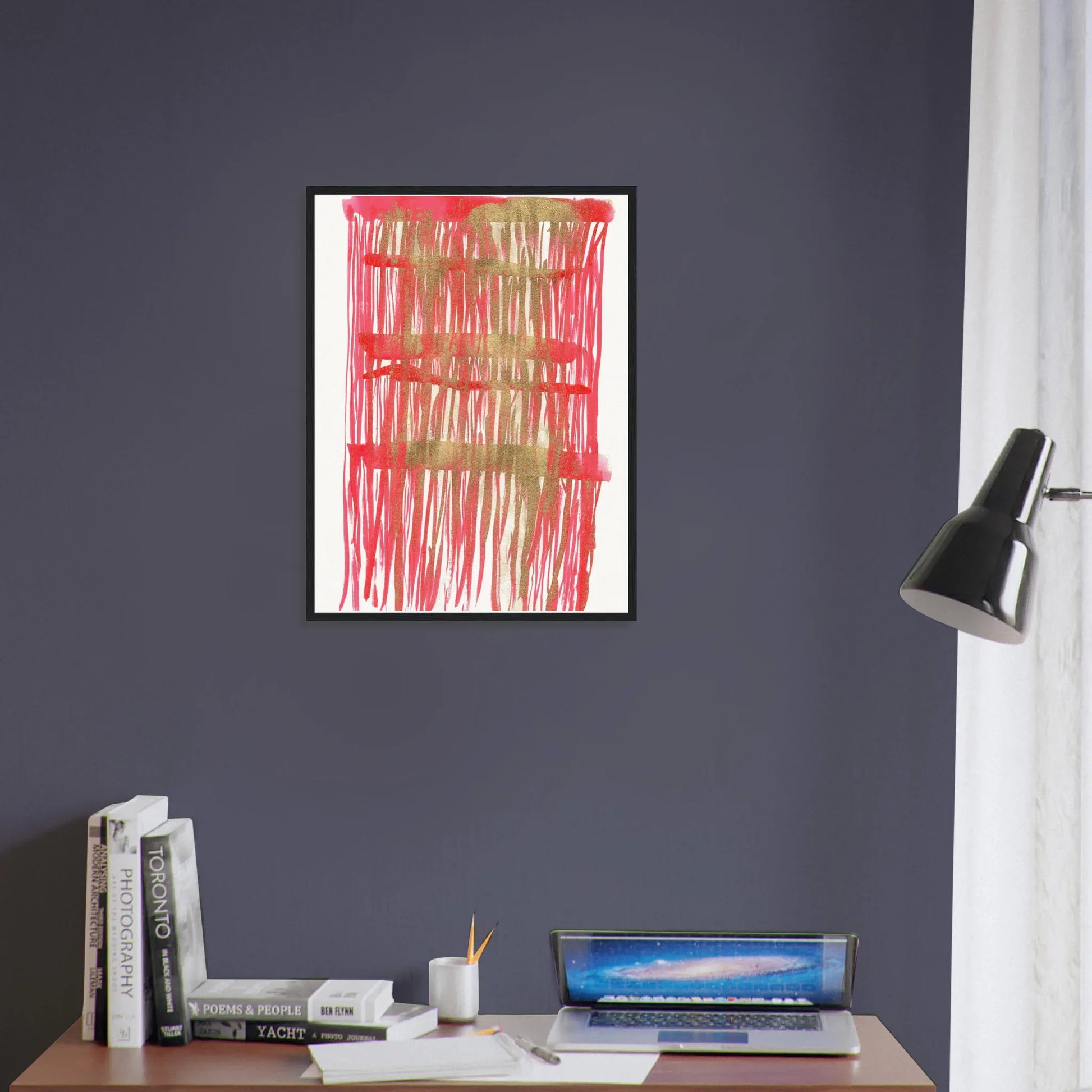 Affiche Encadrée Museum-Quality Matte Paper Wooden Framed Poste Red Waves - Laure Leprince - Artiste Peintre
