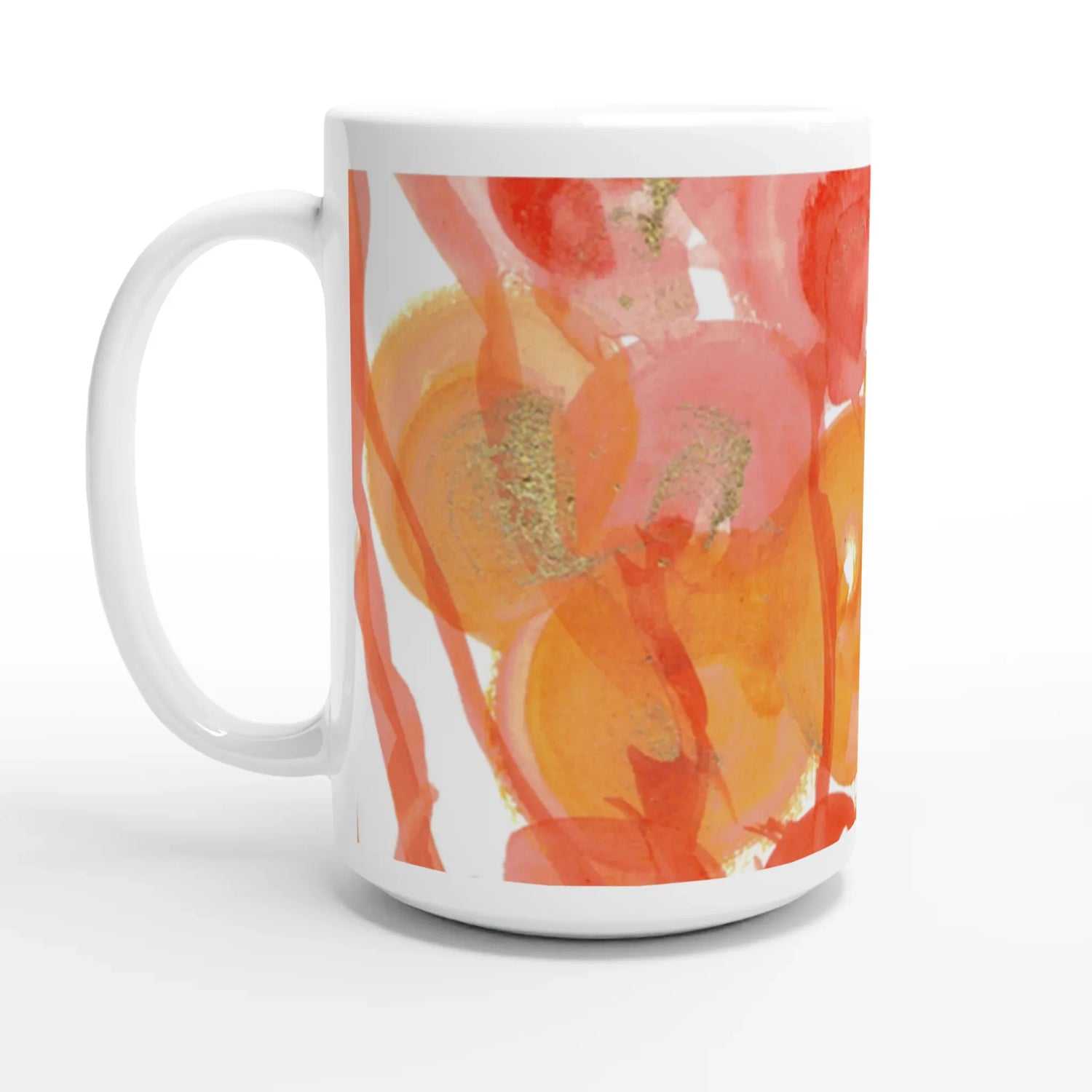 Mug en céramique blanche 44 cl Sunrice Floral – Grand format, design et qualité durable - Laure Leprince - Artiste Peintre