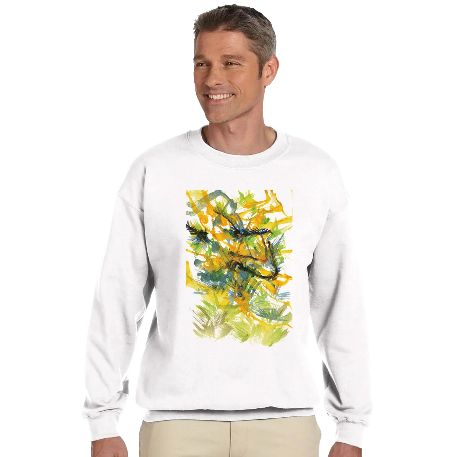 Sweatshirt Unisexe Classique Tempête Solaire – Impression Artistique Multicolore | Premium Cotton Blend - Laure Leprince - Artiste Peintre