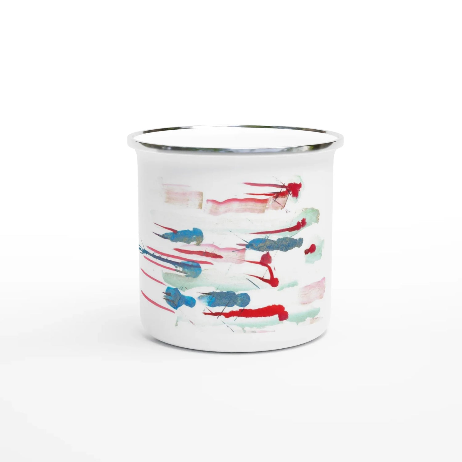 Mug en émail blanc 35 cl Personnages – Léger, vintage et résistant - Laure Leprince - Artiste Peintre