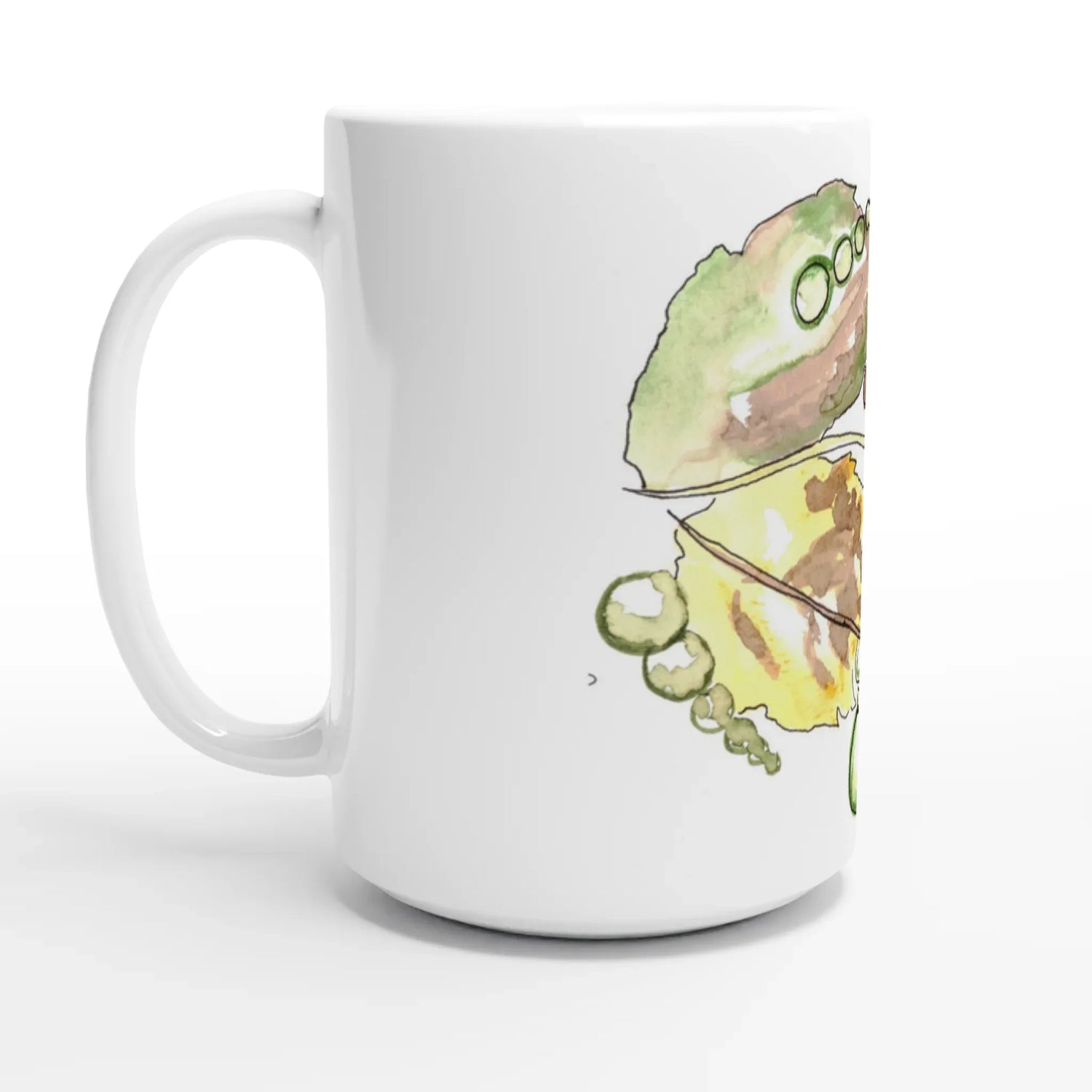Mug en céramique blanche 44 cl Feuillaison – Grand format, design et qualité durable - Laure Leprince - Artiste Peintre