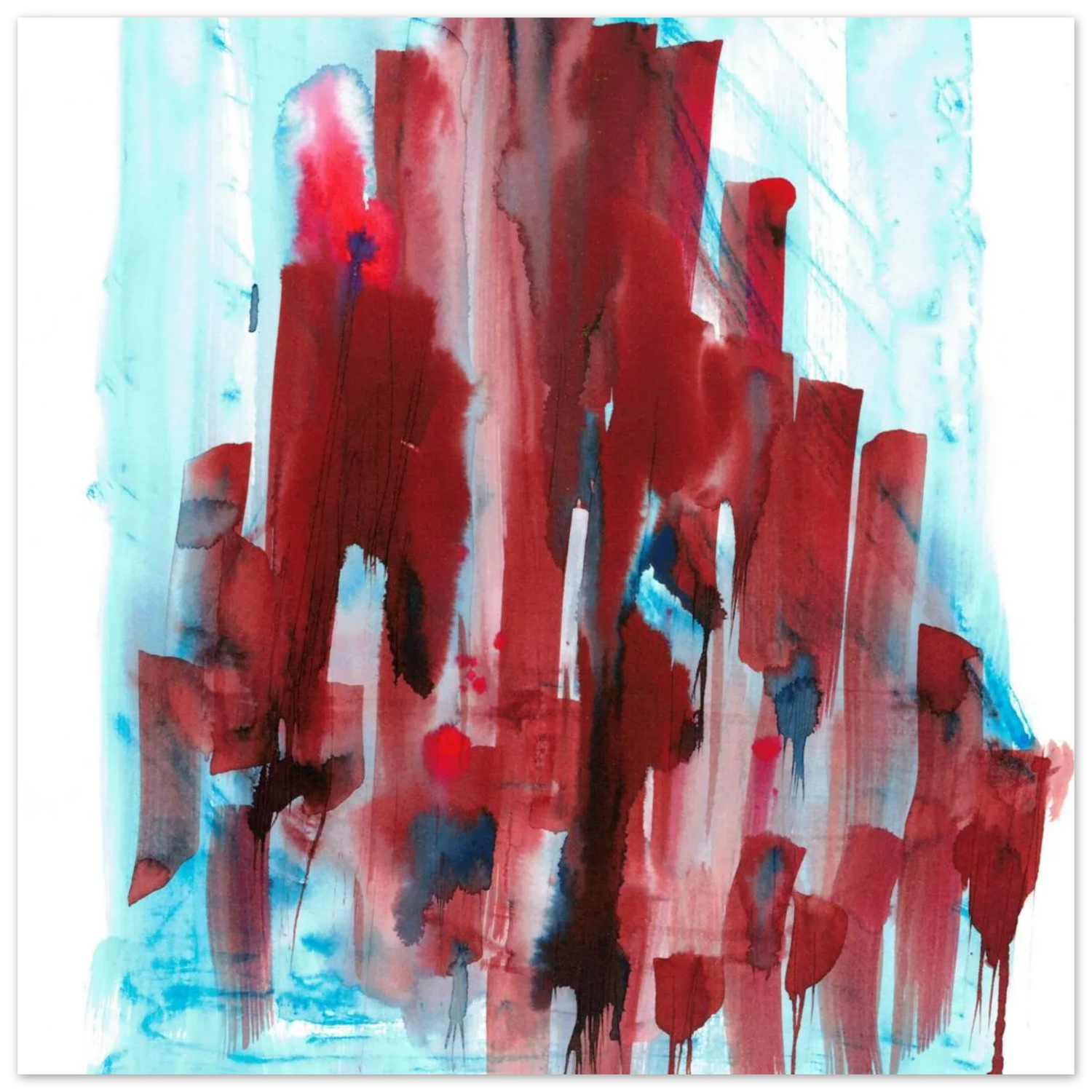 Abstract Cityscape Watercolor Art Print RDJ3-1 – Premium Matte Paper Poster in various sizes - Laure Leprince - Artiste Peintre