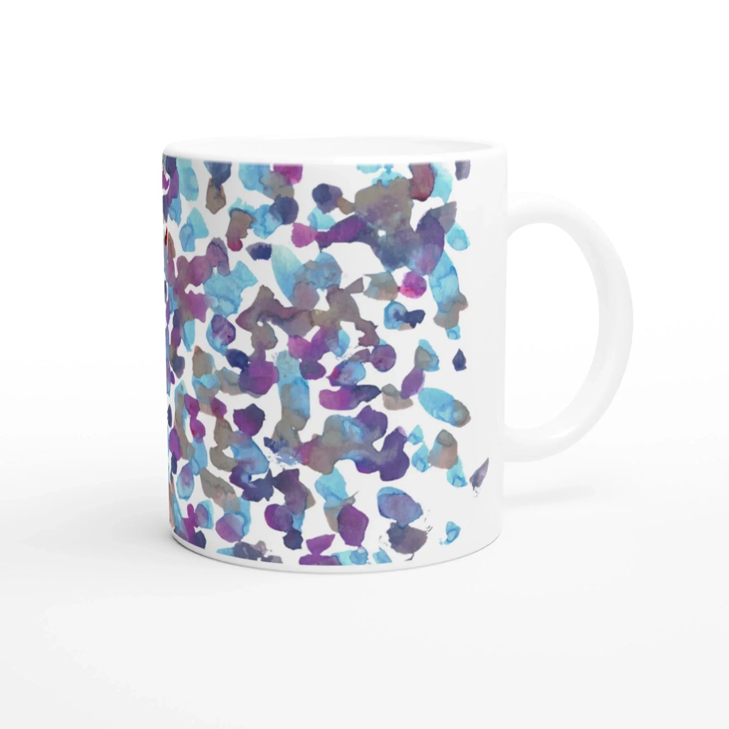 Mug en céramique blanche 325 ml Fragments indigo – Élégance, sécurité et durabilité - Laure Leprince - Artiste Peintre