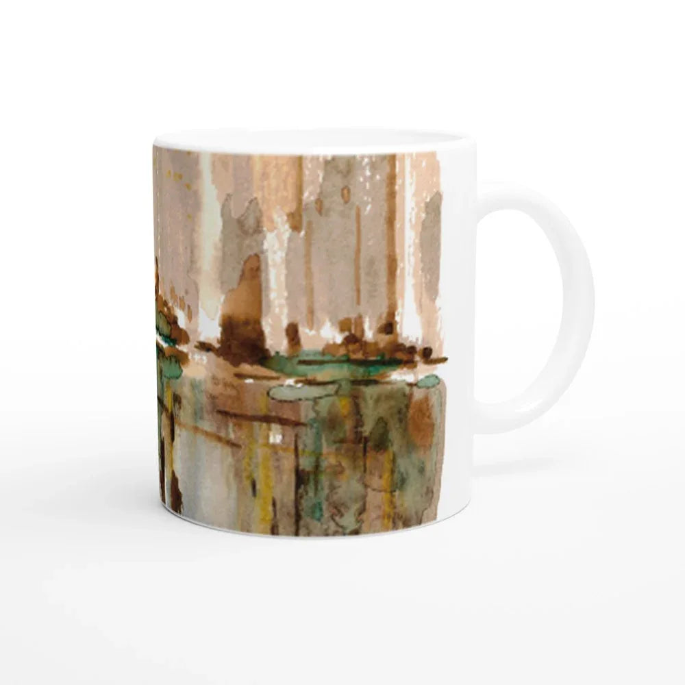 Mug en céramique blanche 325 ml City – Élégance, sécurité et durabilité - Laure Leprince - Artiste Peintre