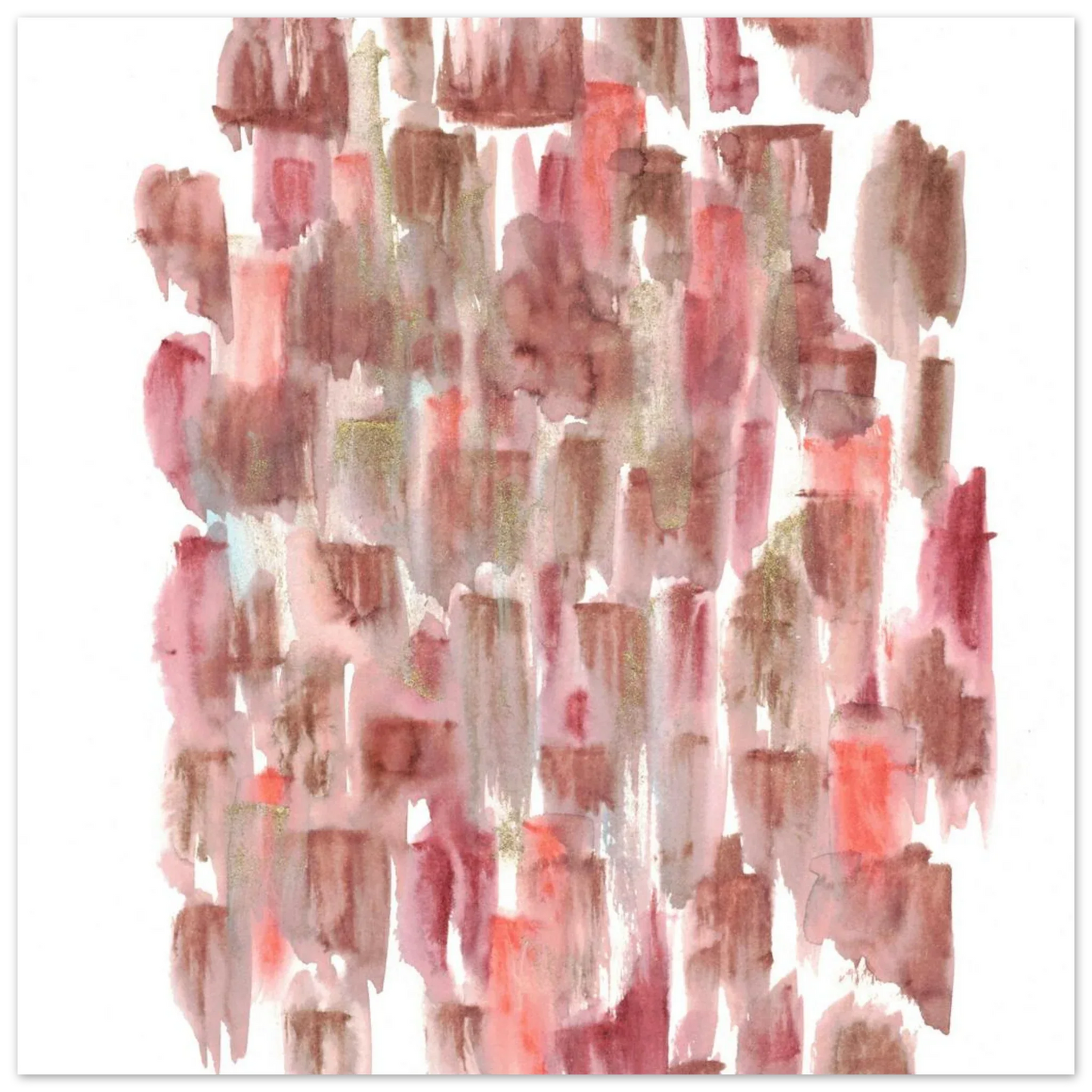 Abstract Watercolor Brushstrokes Matte Poster - Earthy Hues & Gold Flecks - Laure Leprince - Artiste Peintre