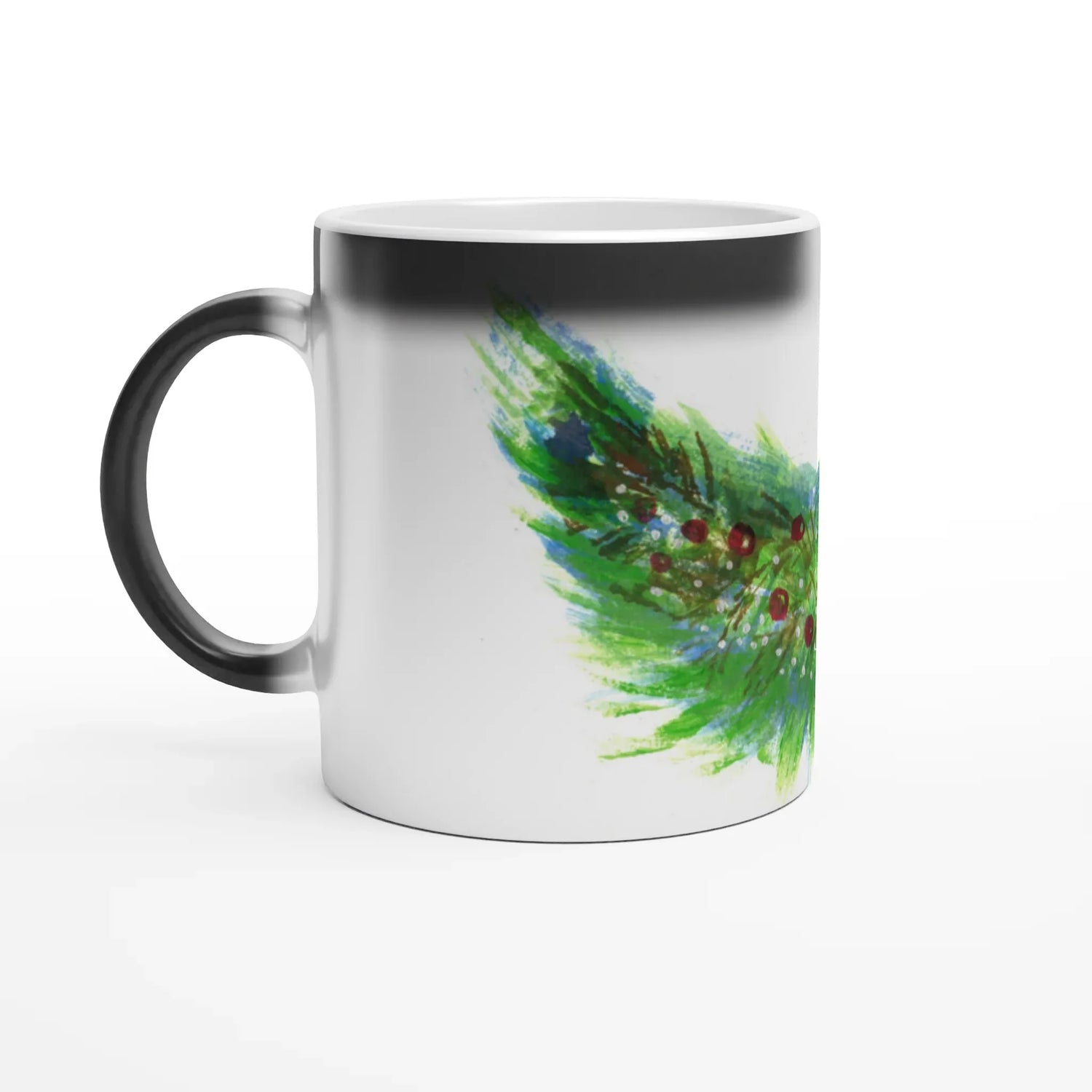 Mug magique en céramique 325 ml Guirlande verte – Révèlez votre motif à la chaleur - Laure Leprince - Artiste Peintre