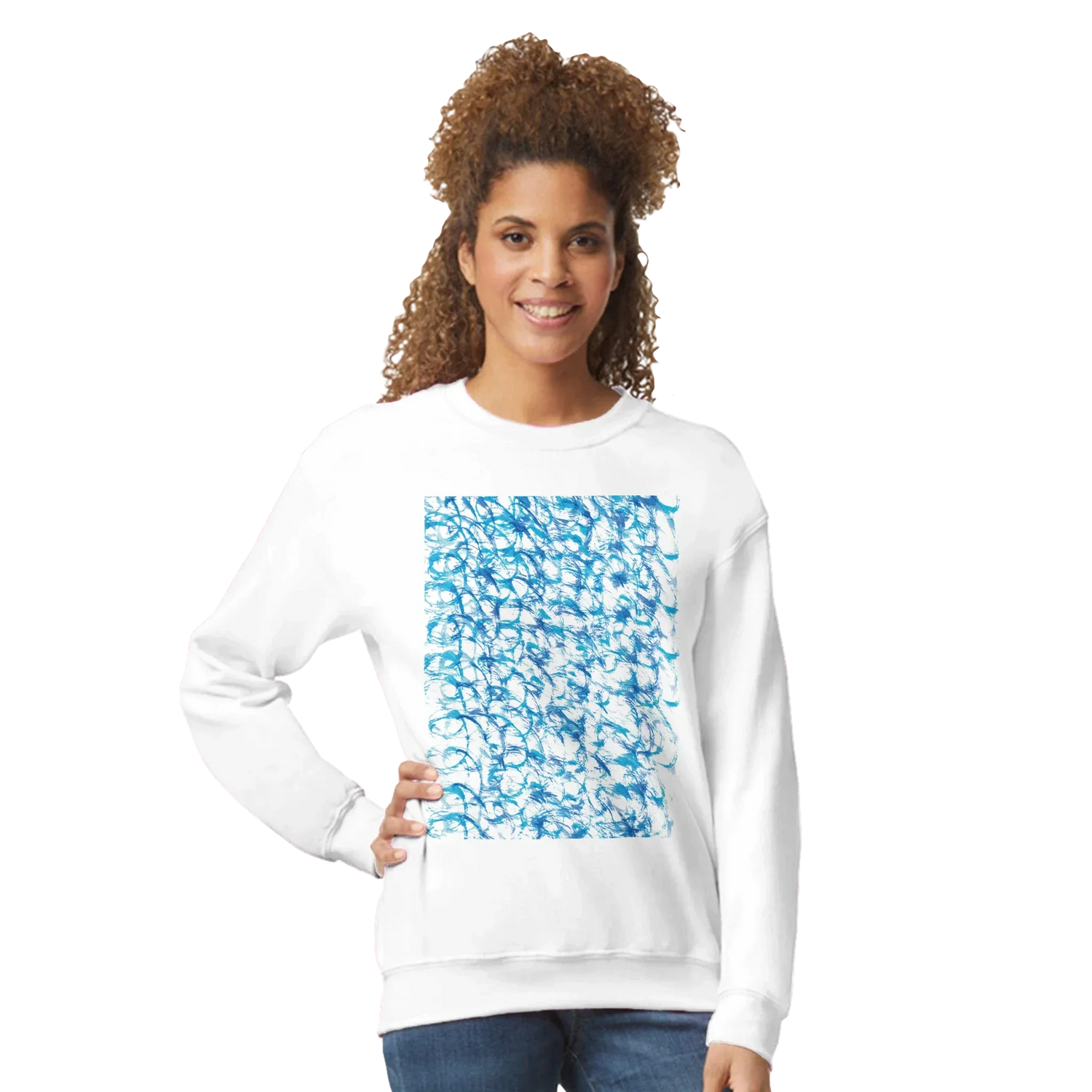 Sweatshirt Unisexe Classique Blue Waves– Impression Artistique Multicolore - Laure Leprince - Artiste Peintre