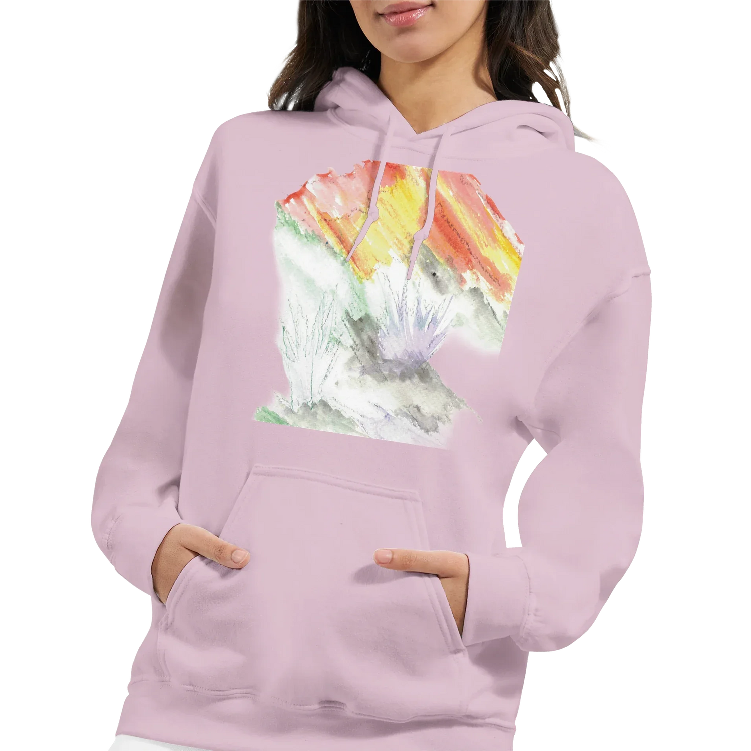 Sweat à capuche unisexe artistiqueLavander Drift| Gildan® 18500 White - Laure Leprince - Artiste Peintre