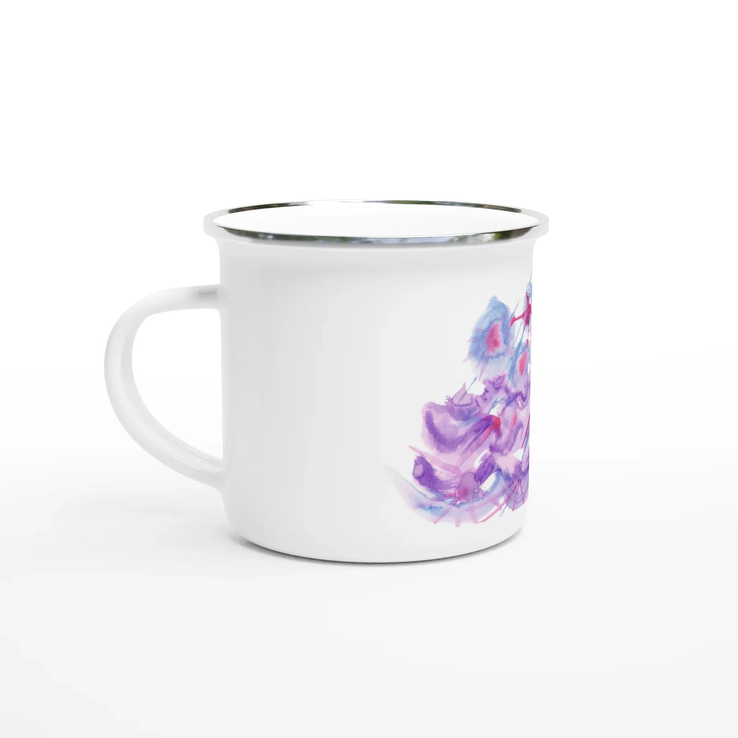 Mug en émail blanc 35 cl Nébuleuse Pourpre – Léger, vintage et résistant - Laure Leprince - Artiste Peintre