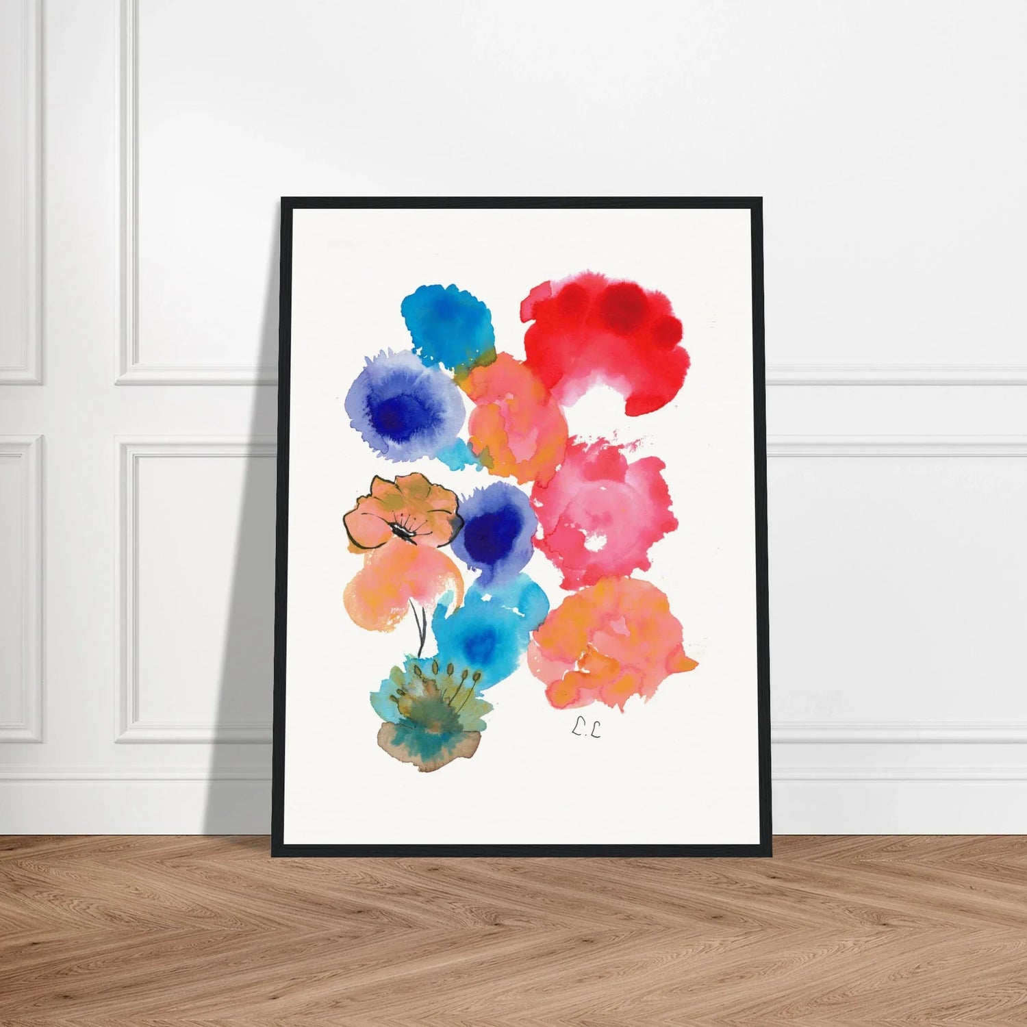 Museum-Quality Matte Paper Wooden Framed Poster Floraison pop - Laure Leprince - Artiste Peintre