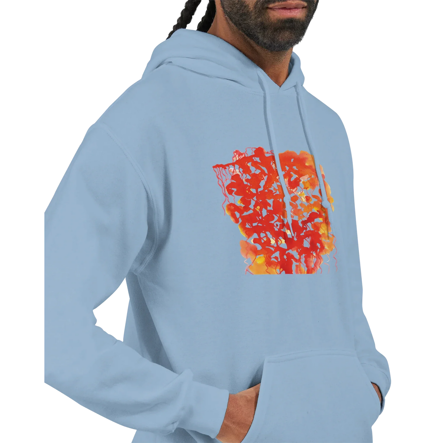 Sweat à capuche unisexe artistique Eclats Corail Gildan® 18500 White - Laure Leprince - Artiste Peintre