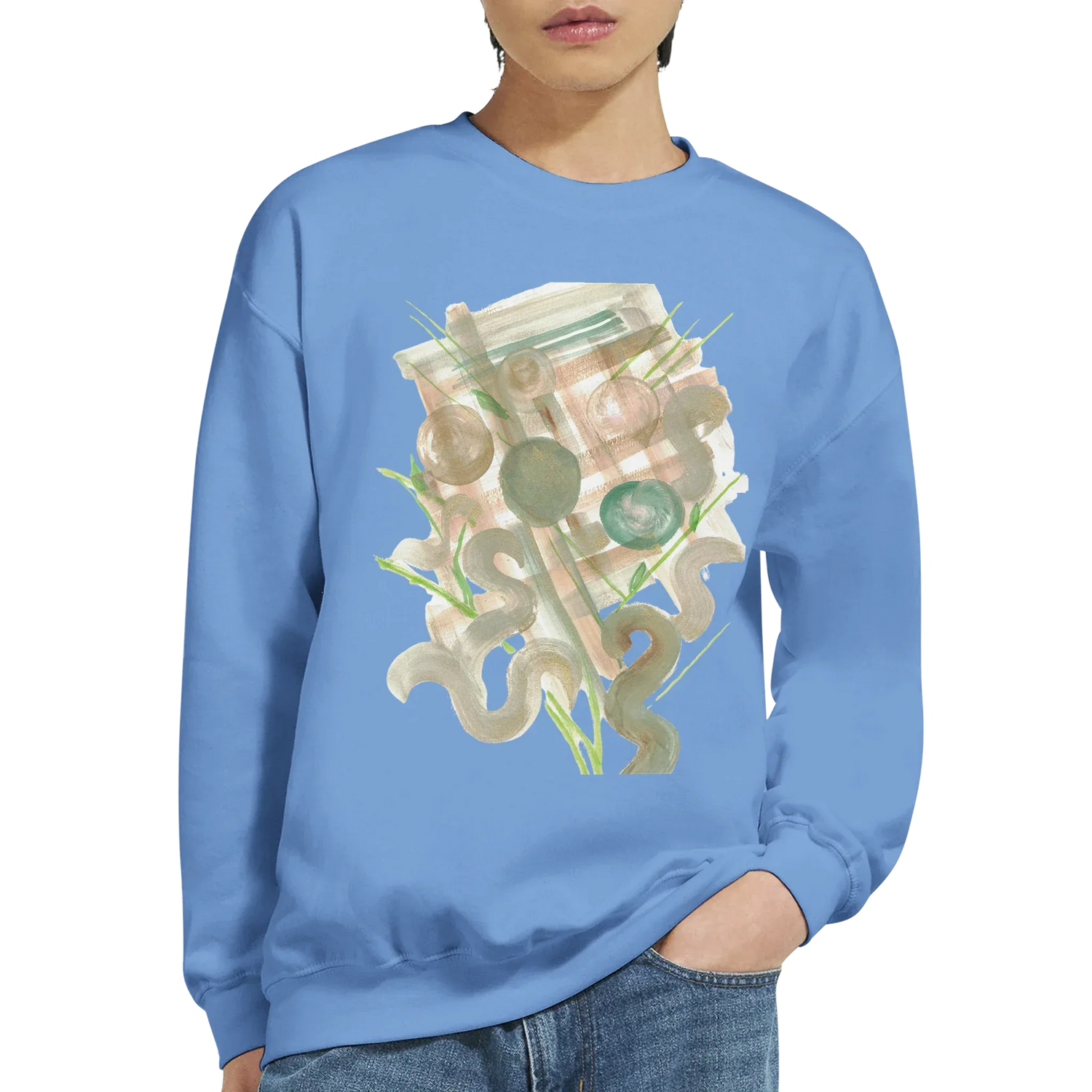 Sweatshirt Unisexe Classique Moss Geometry– Impression Artistique Multicolore - Laure Leprince - Artiste Peintre