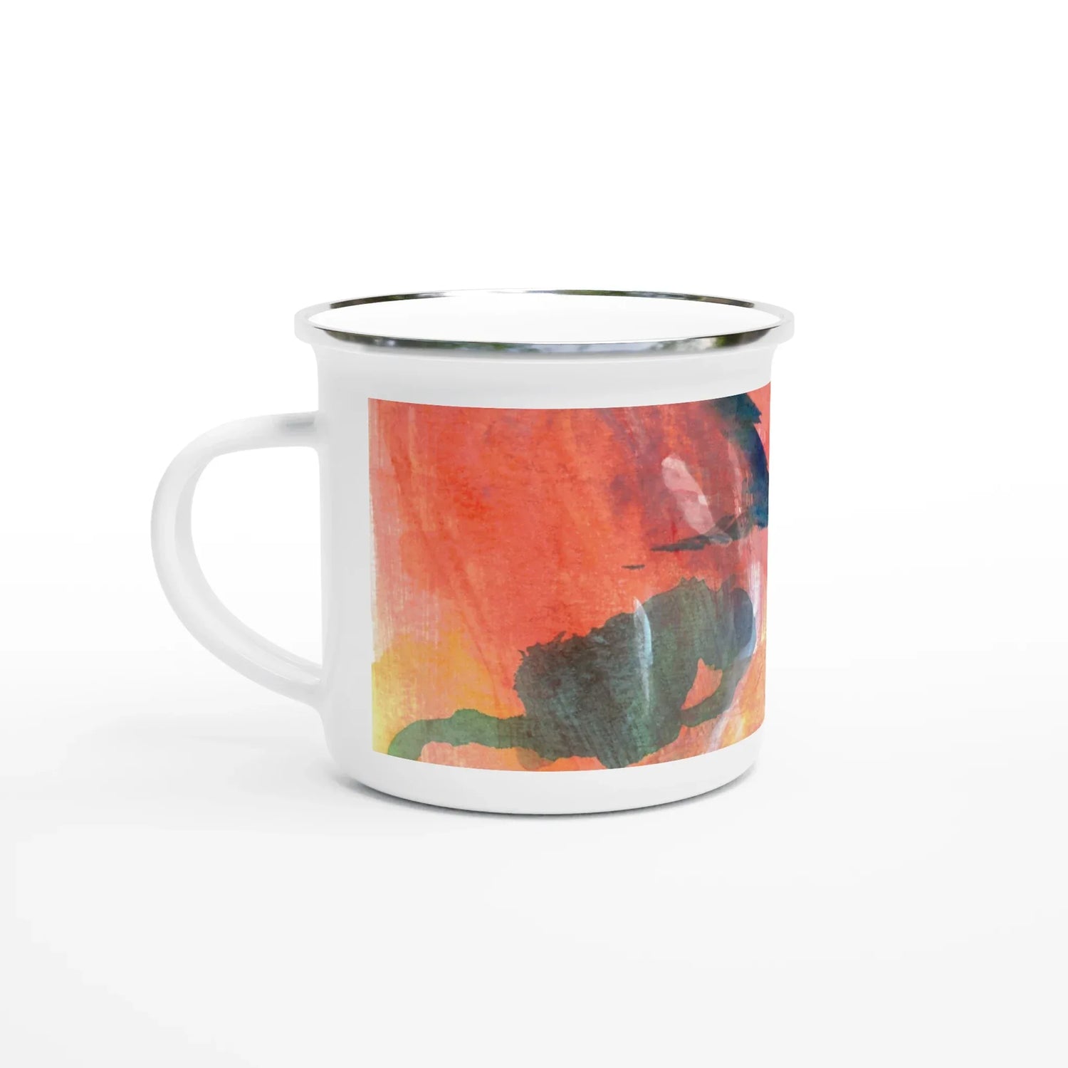 Mug en émail blanc 35 cl City Neon mirage – Léger, vintage et résistant - Laure Leprince - Artiste Peintre