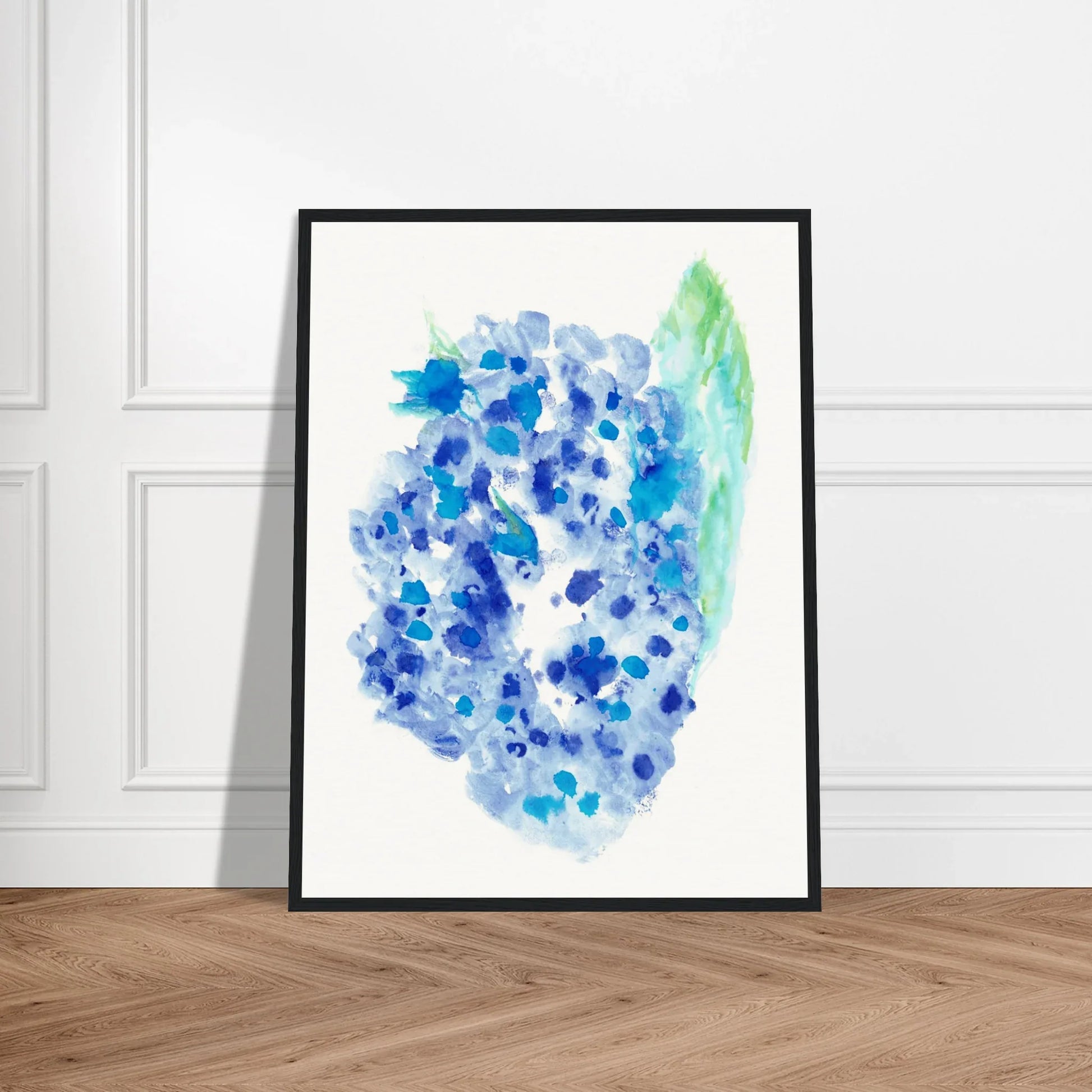 Affiche Encadrée Museum-Quality Matte Paper Wooden Framed Hortensia Celeste - Laure Leprince - Artiste Peintre