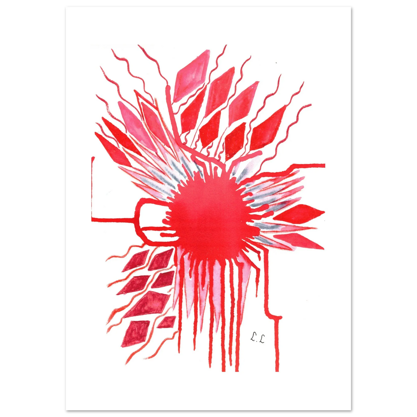 Affiche premium sur papier mat Rouge – Art mural de qualité supérieure - Laure Leprince - Artiste Peintre