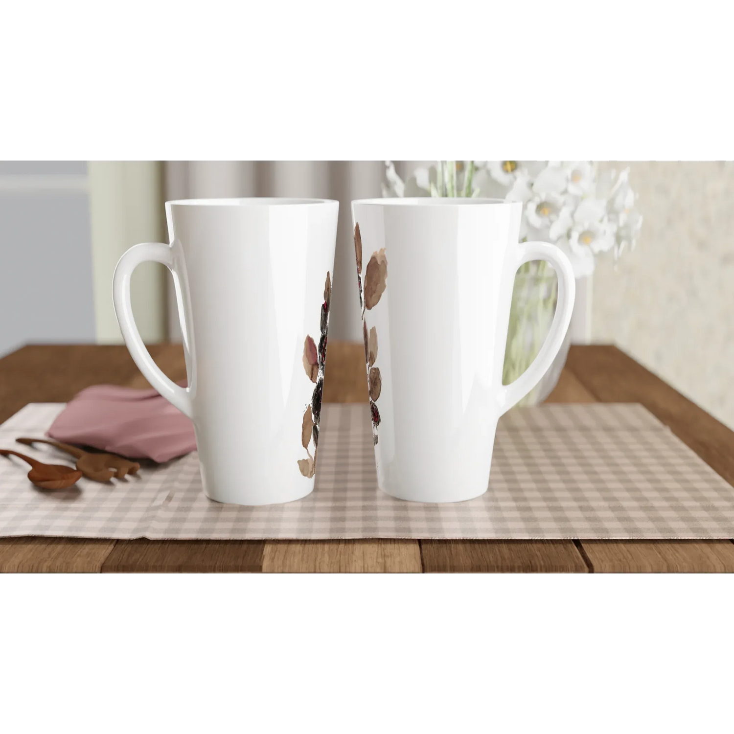 Mug à Latte en Céramique Blanche 500 ml Automne – Élégant, durable et brillant - Laure Leprince - Artiste Peintre