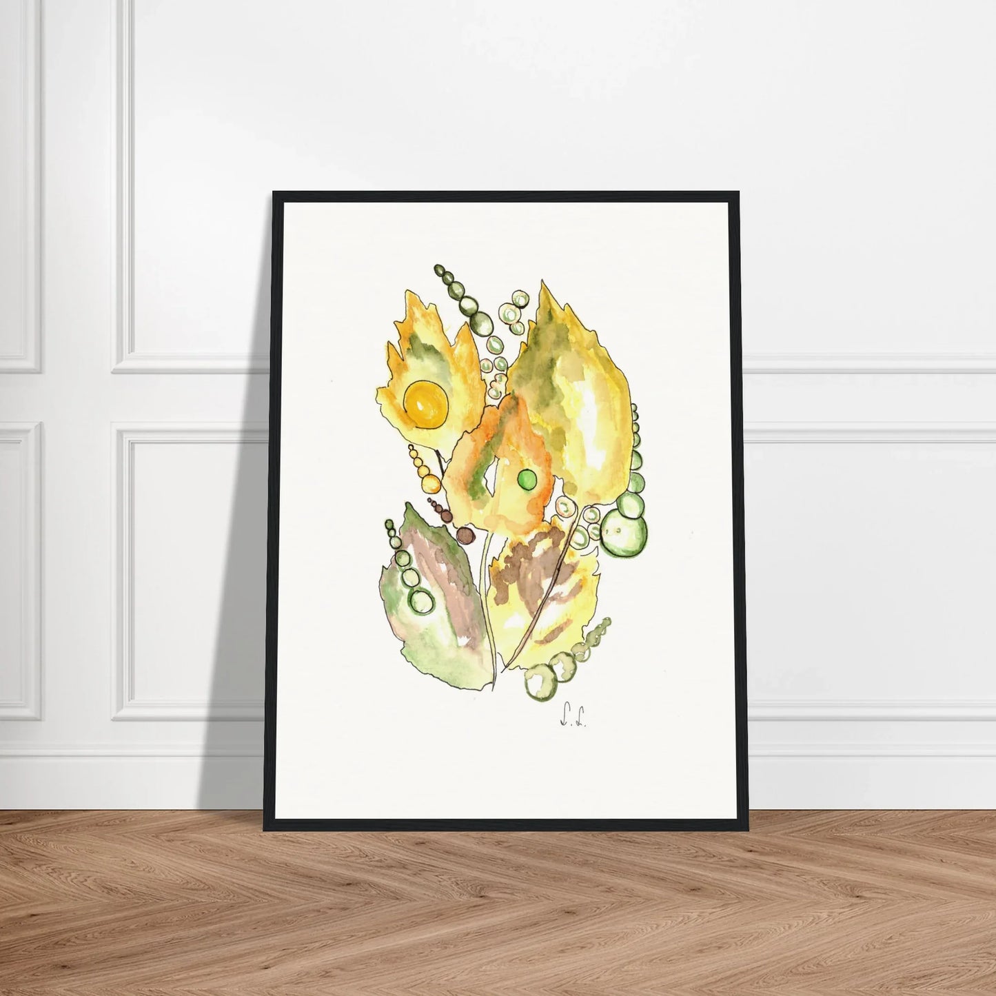 Museum-Quality Matte Paper Wooden Framed Poster Feuillaison - Laure Leprince - Artiste Peintre