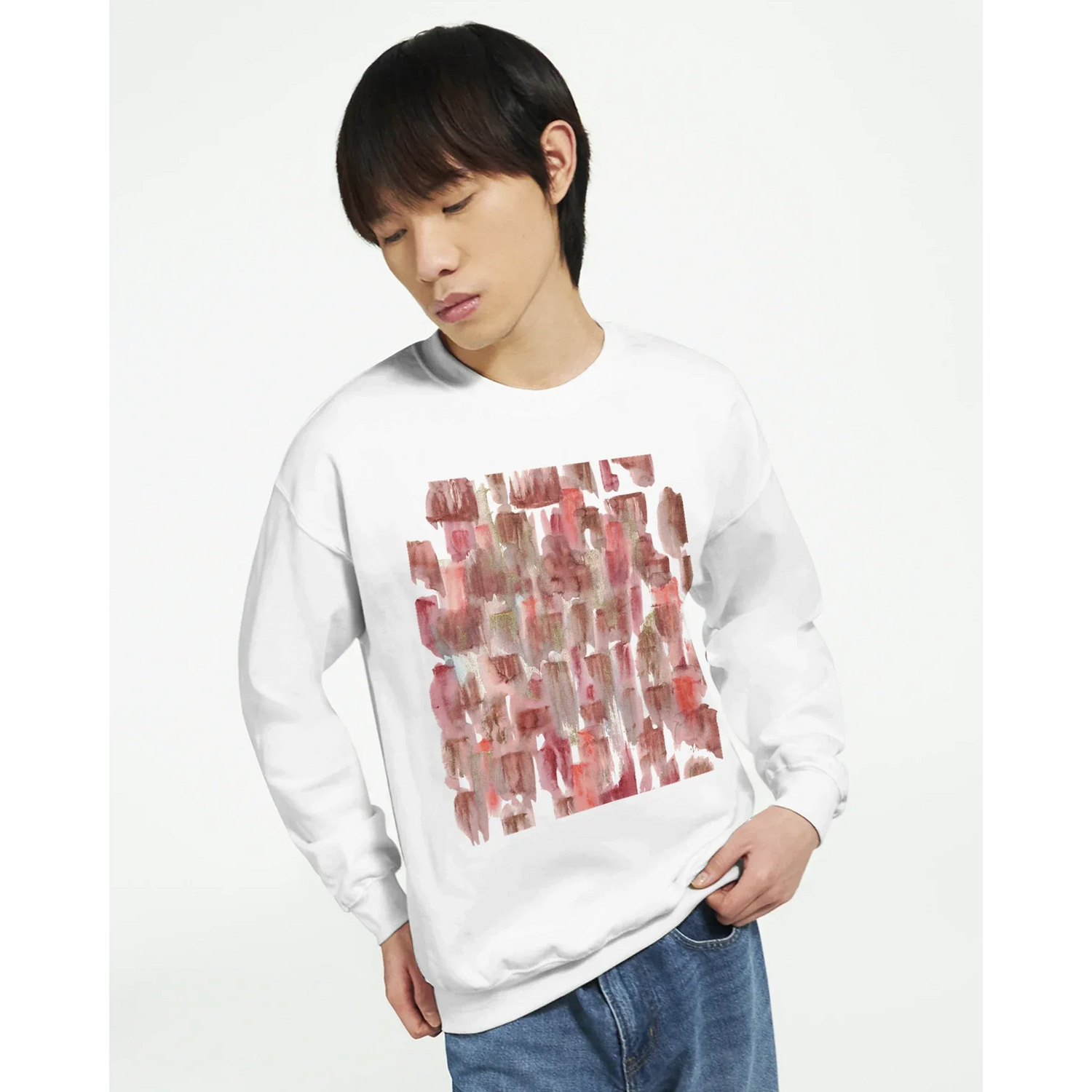 Sweatshirt Unisexe Classique Terracotta Waves – Impression Artistique Multicolore - Laure Leprince - Artiste Peintre