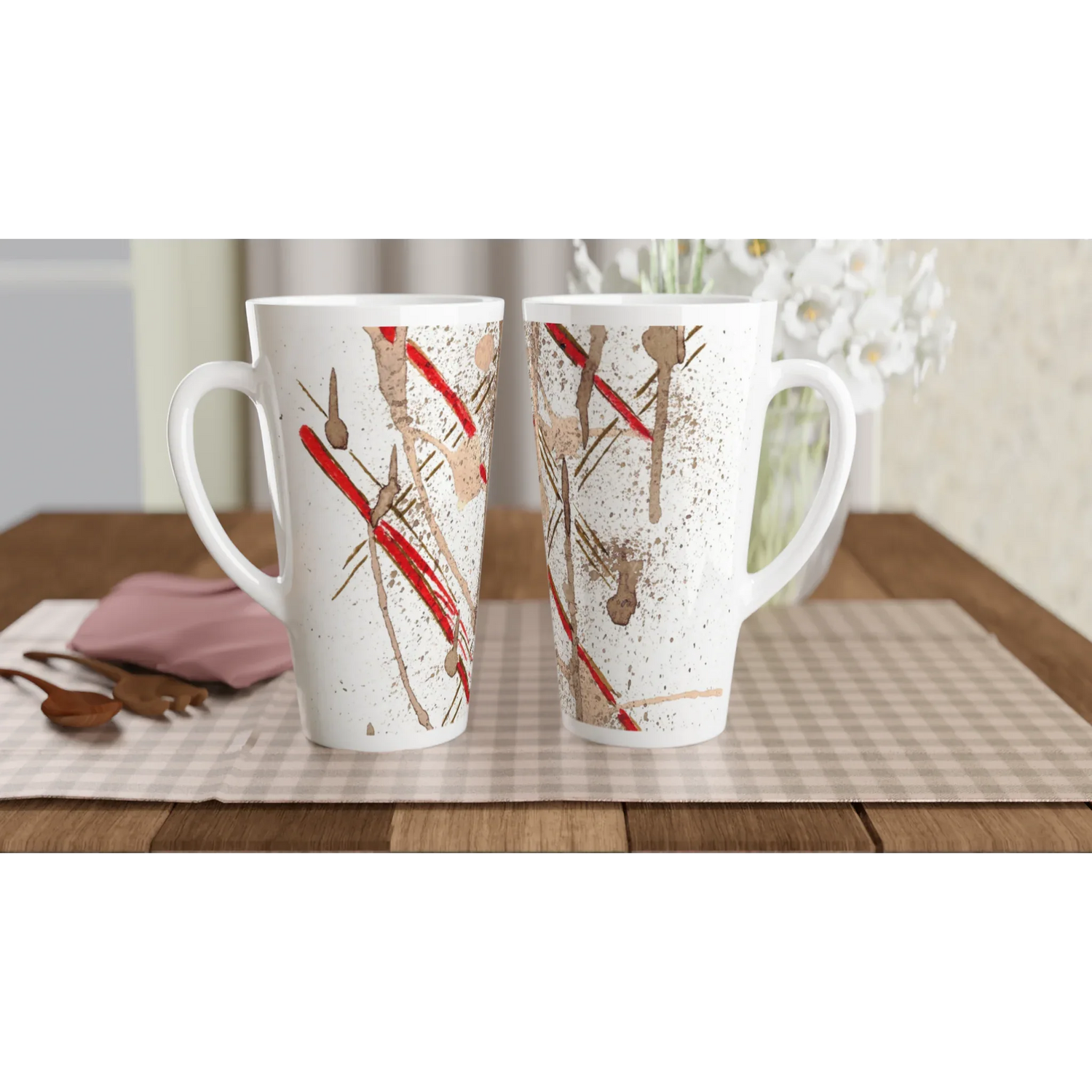 Mug à Latte en Céramique Blanche 500 ml particules – Élégant, durable et brillant - Laure Leprince - Artiste Peintre