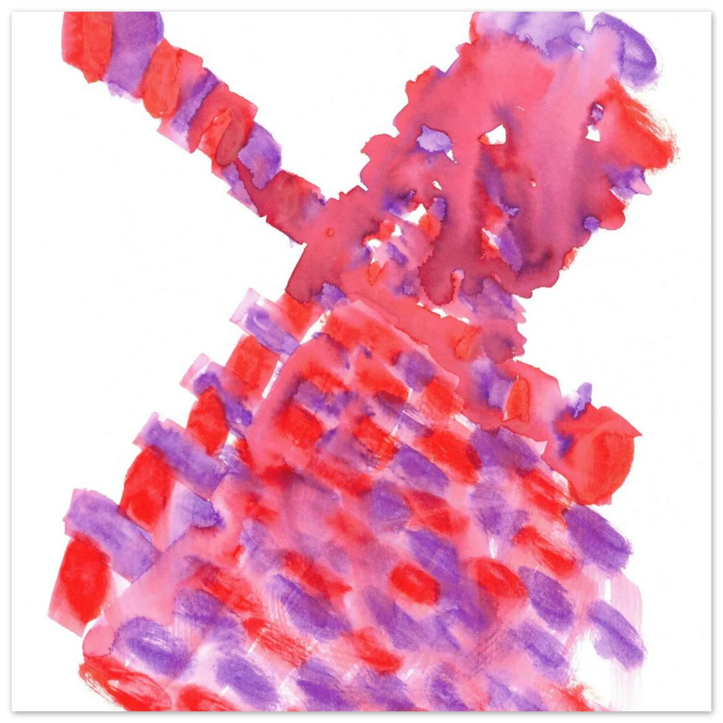 Abstract Watercolor Windmill Premium Matte Poster - Vibrant Red & Purple Art Print for Modern Spaces - Laure Leprince - Artiste Peintre