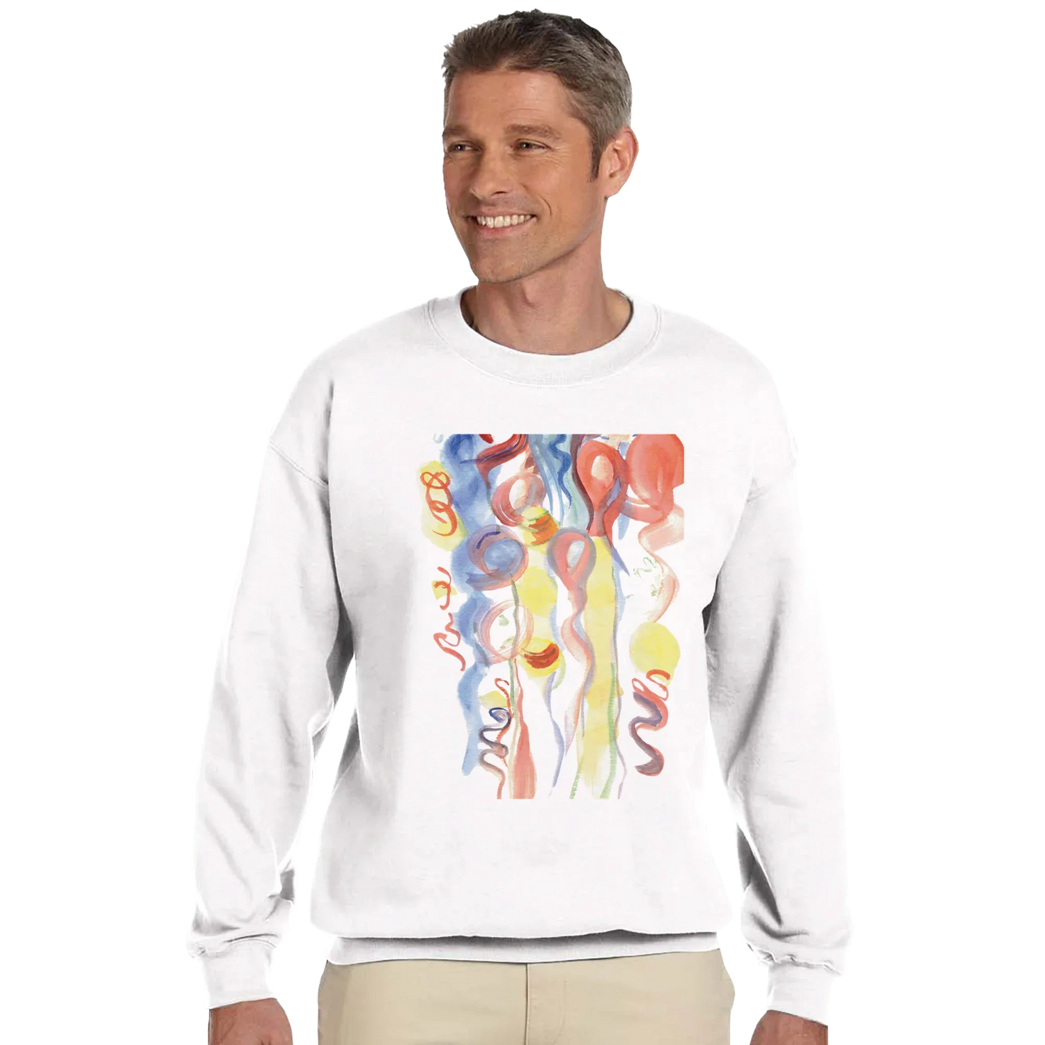 Sweatshirt Unisexe Classique Serpentins – Impression Artistique Multicolore | Premium Cotton Blend - Laure Leprince - Artiste Peintre
