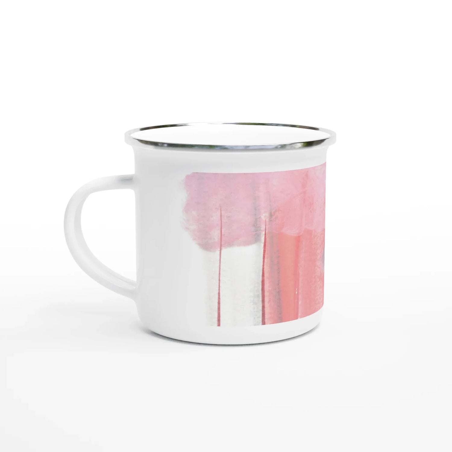 Mug en émail blanc 35 cl Blush Cascade – Léger, vintage et résistant - Laure Leprince - Artiste Peintre
