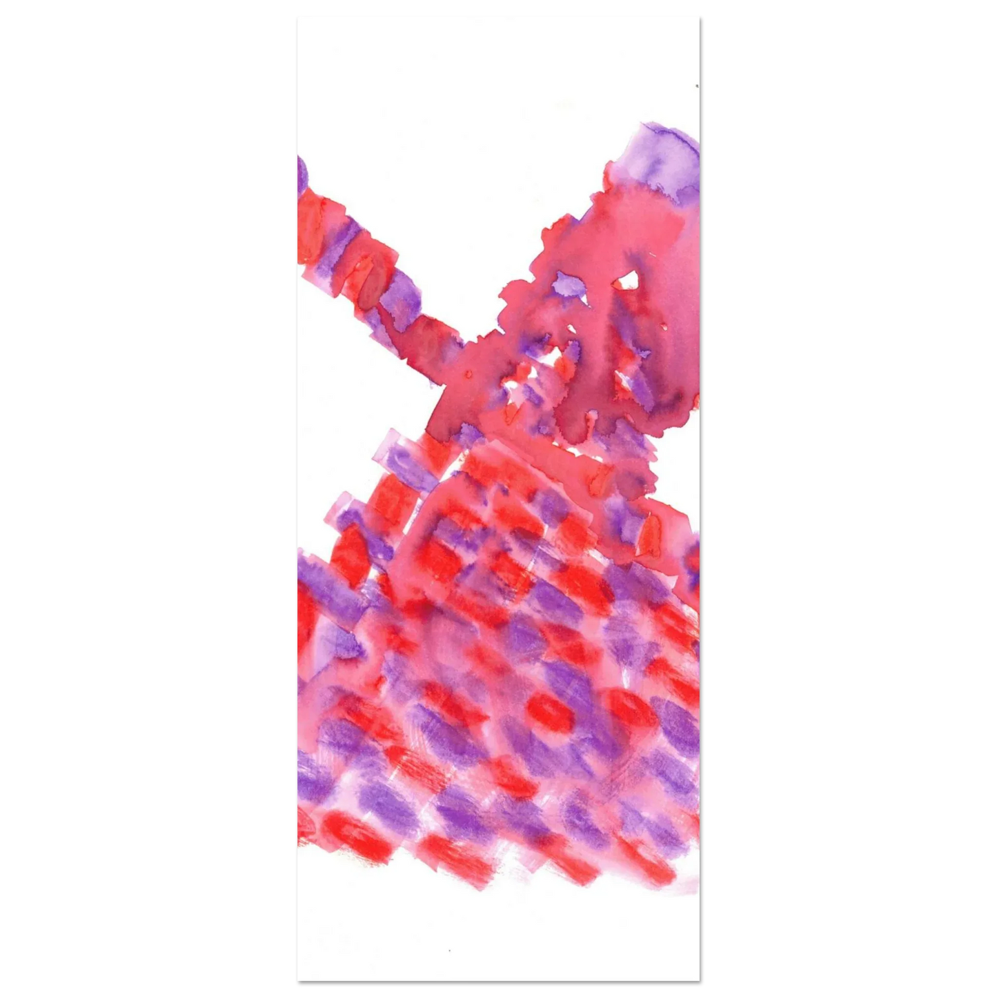 Abstract Watercolor Windmill Premium Matte Poster - Vibrant Red & Purple Art Print for Modern Spaces - Laure Leprince - Artiste Peintre