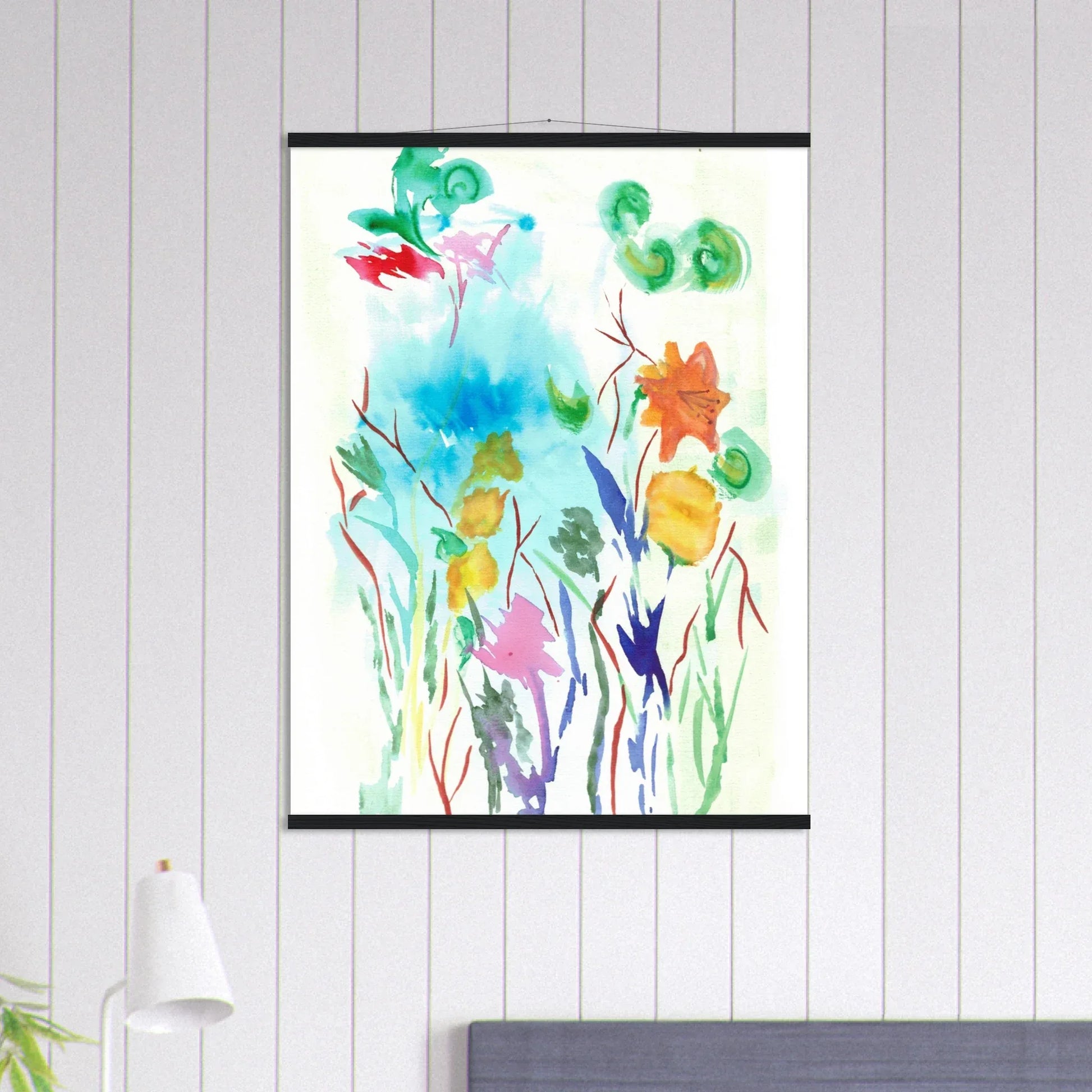 Affiche Classique sur Papier Mat avec Cintre en Bois bouquet – Élégance naturelle & polyvalence durable - Laure Leprince - Artiste Peintre