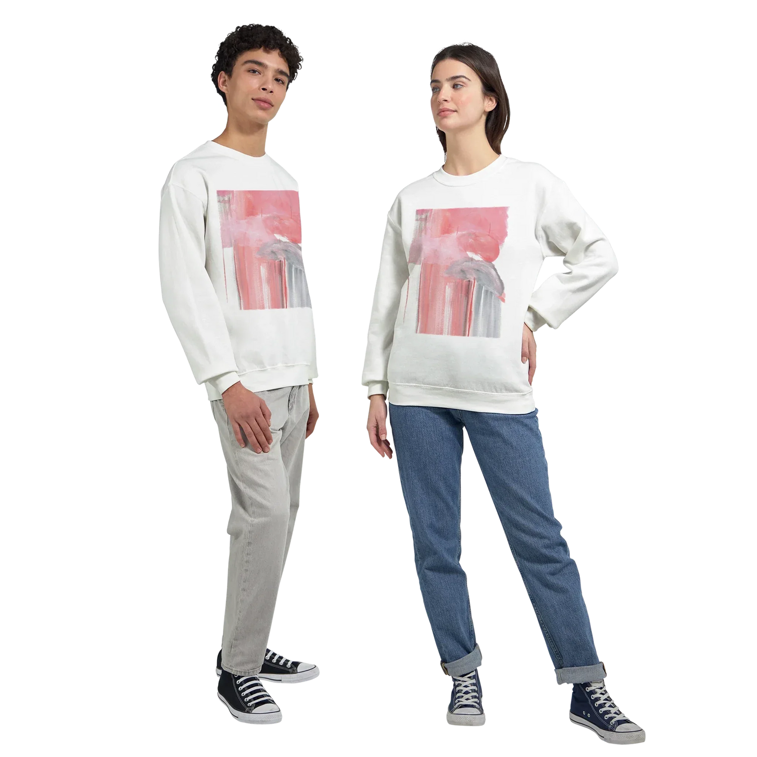 Sweatshirt Unisexe Classique Blush Cascade – Impression Artistique Multicolore - Laure Leprince - Artiste Peintre
