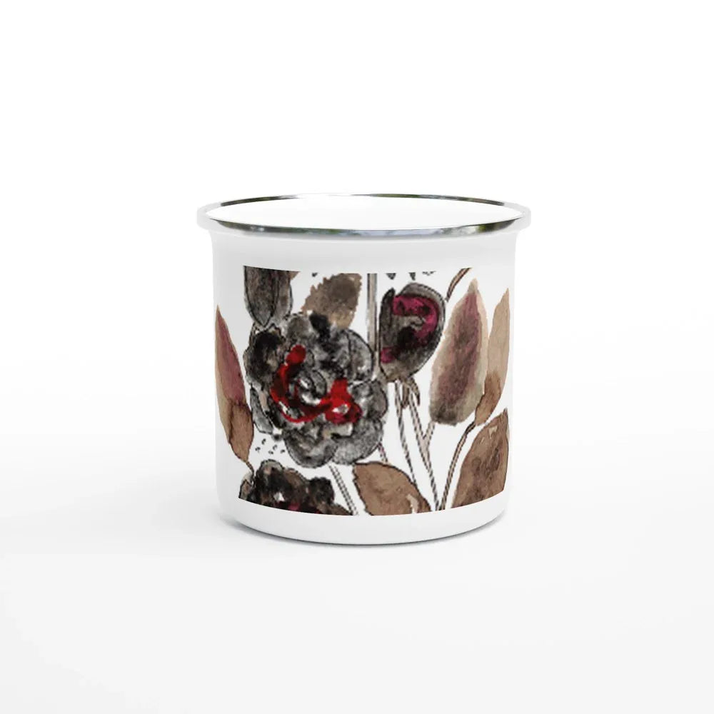 Mug en émail blanc 35 cl Automne – Léger, vintage et résistant - Laure Leprince - Artiste Peintre